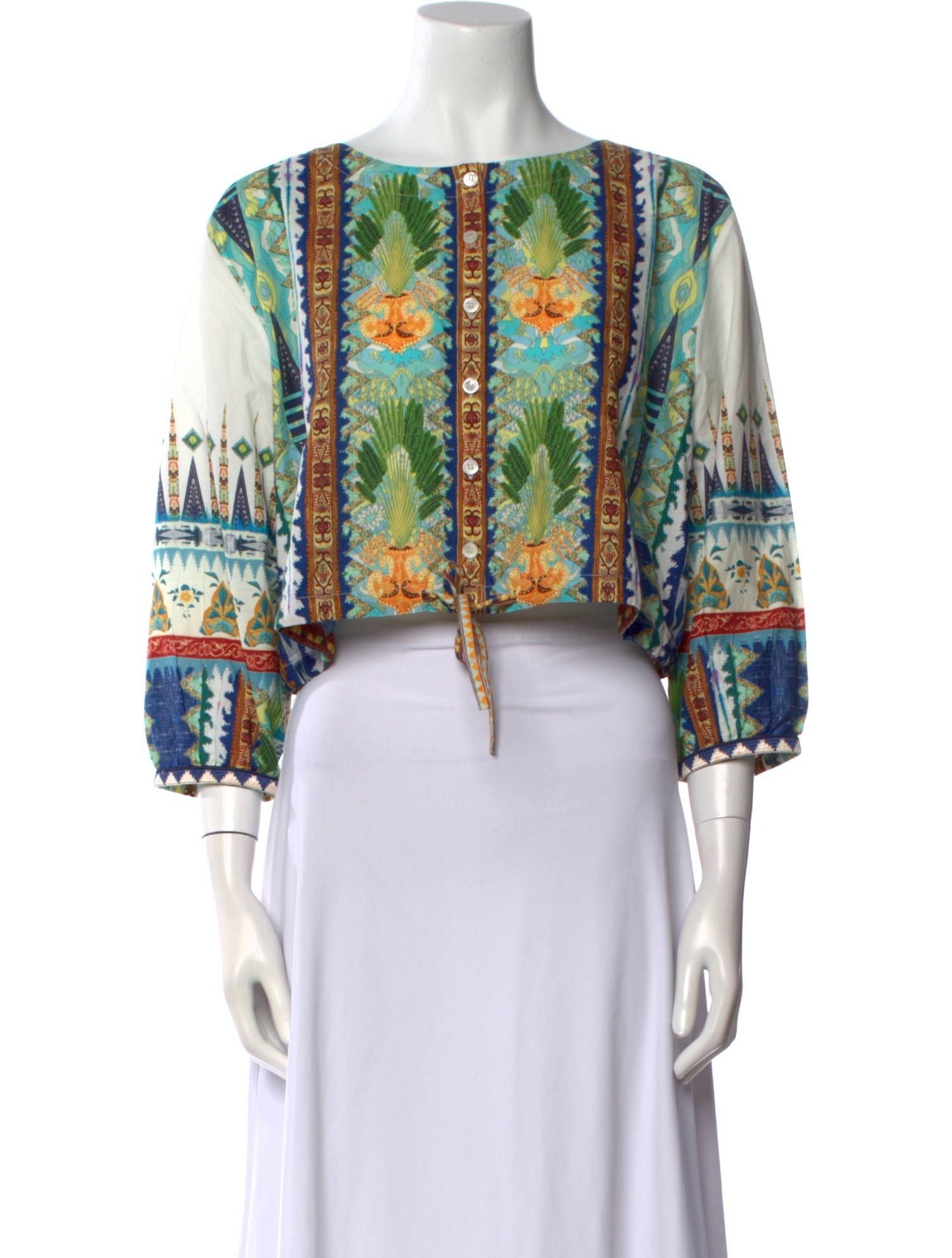 Emporio Sireneuse Printed Scoop Neck Crop Top