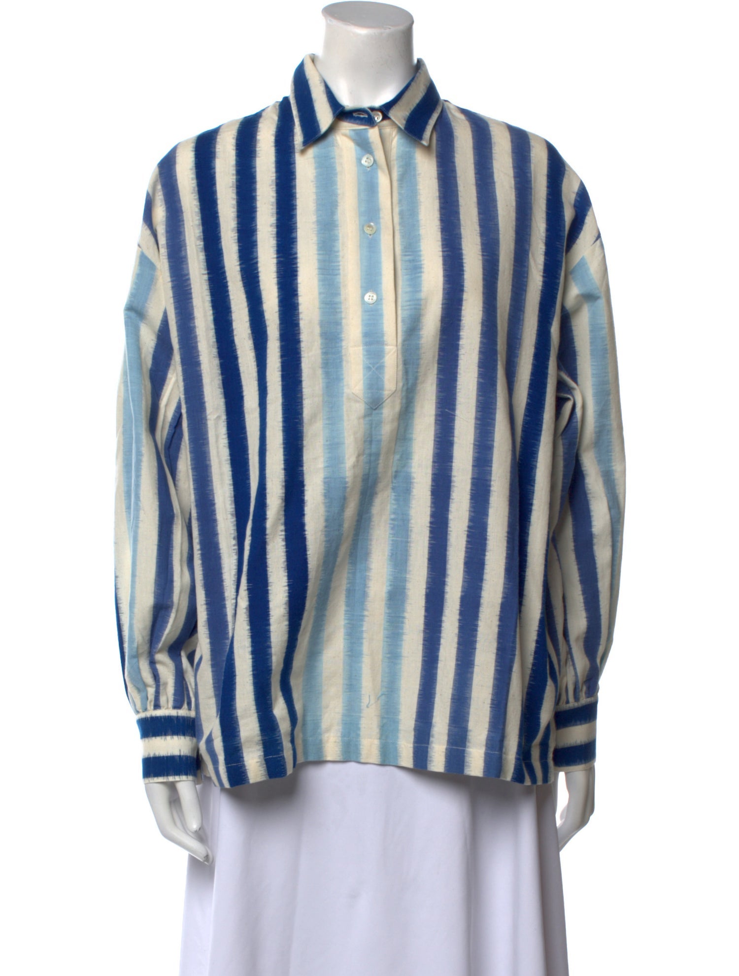 Emporio Sireneuse Striped Long Sleeve Button-Up Top w/ Tags