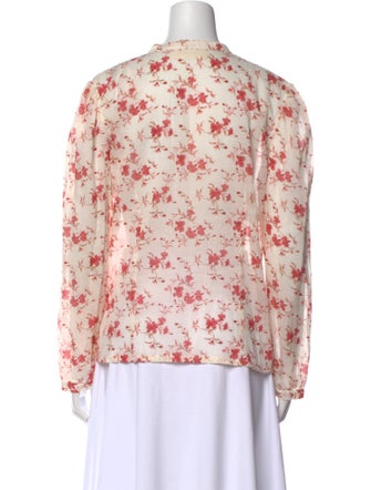 Emporio Sireneuse Floral Print Crew Neck Button-Up Top
