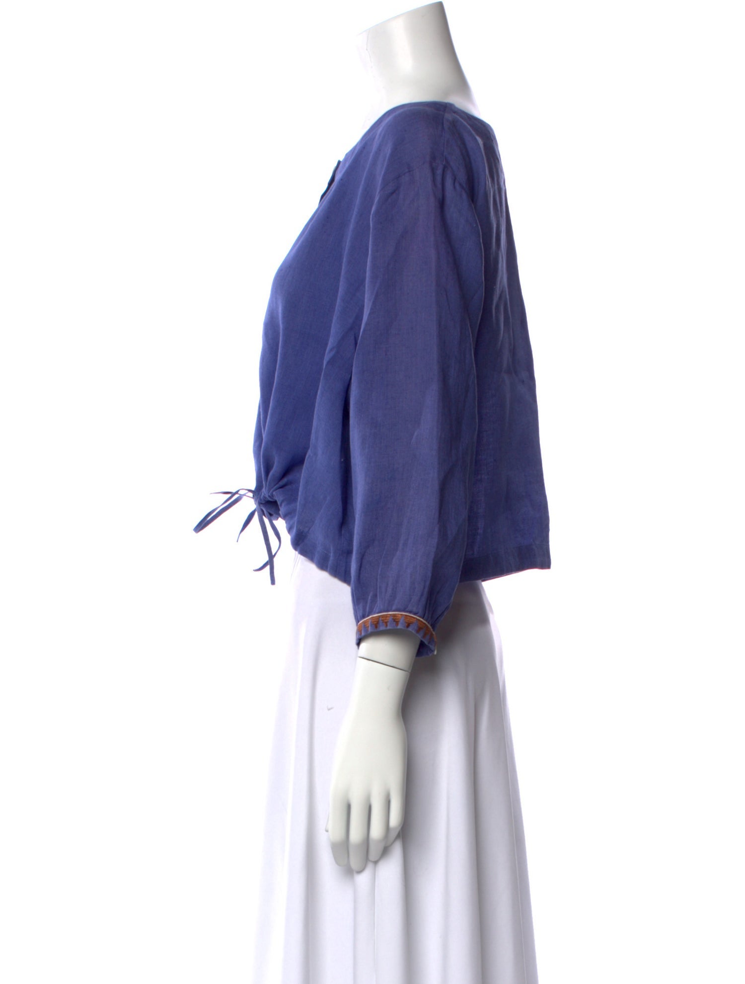 Emporio Sireneuse Linen Scoop Neck Crop Top