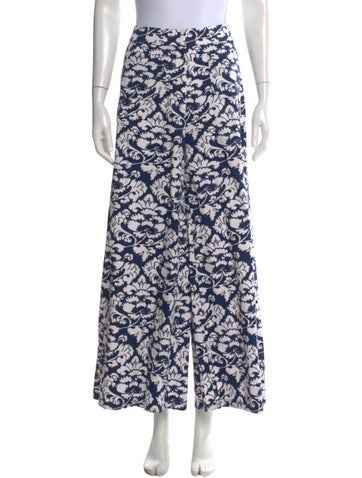 Pre-owned Emporio Sireneuse Floral Print Wide Leg Pants In Blue