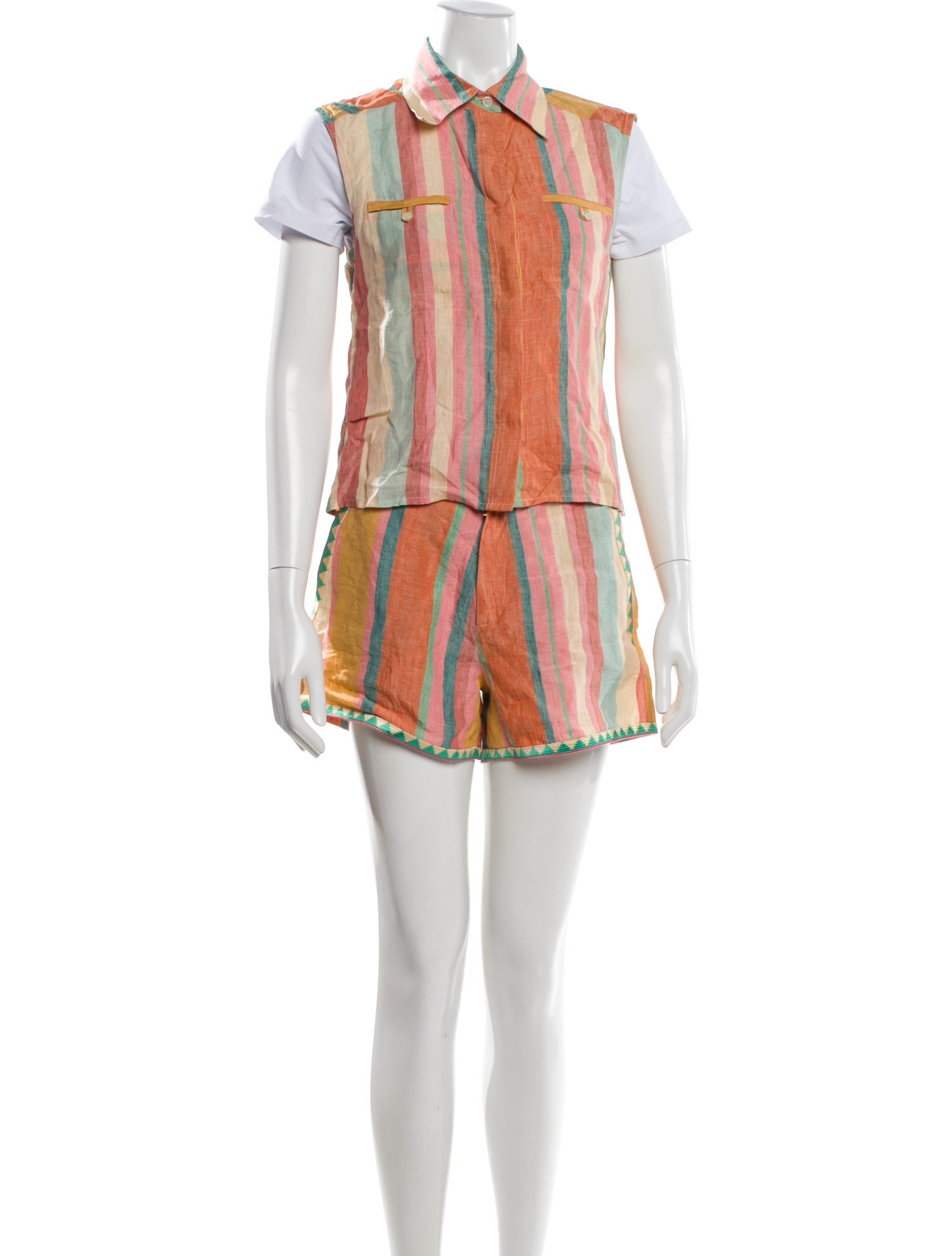 Emporio Sireneuse Linen Striped Short Set w/ Tags