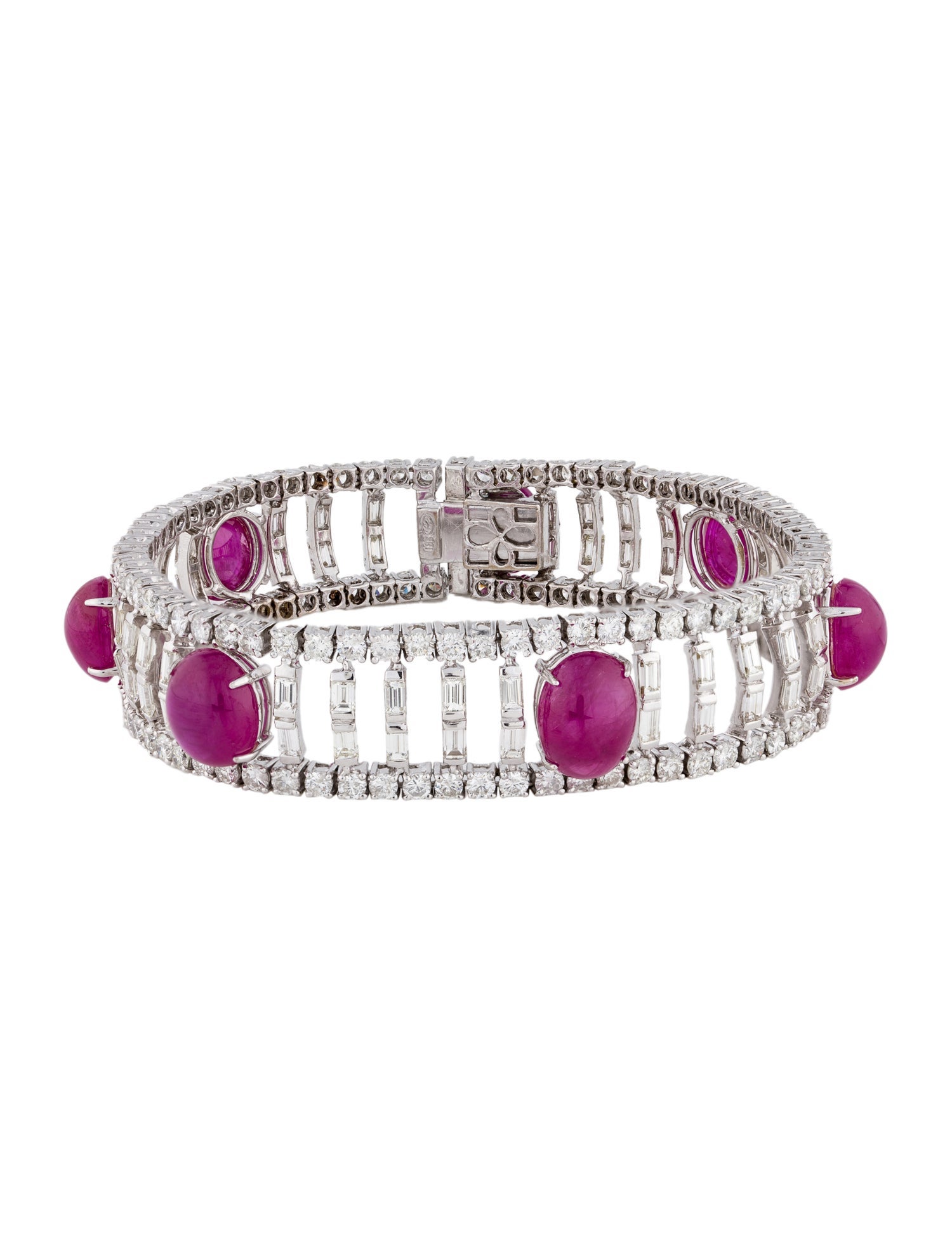 Emsaru 18K 33.95ctw Ruby & Diamond Link Bracelet