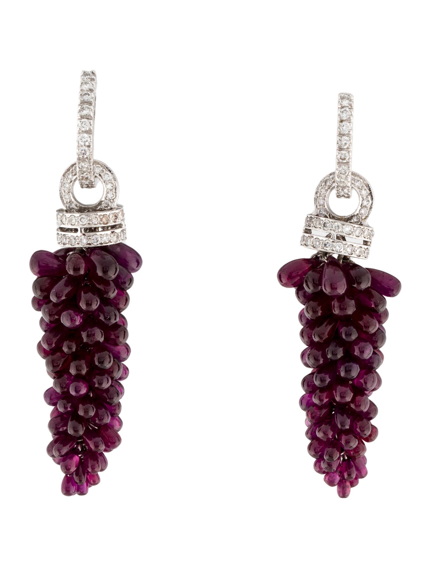 Emsaru 18K Glass-Filled Ruby & Diamond Drop Earrings
