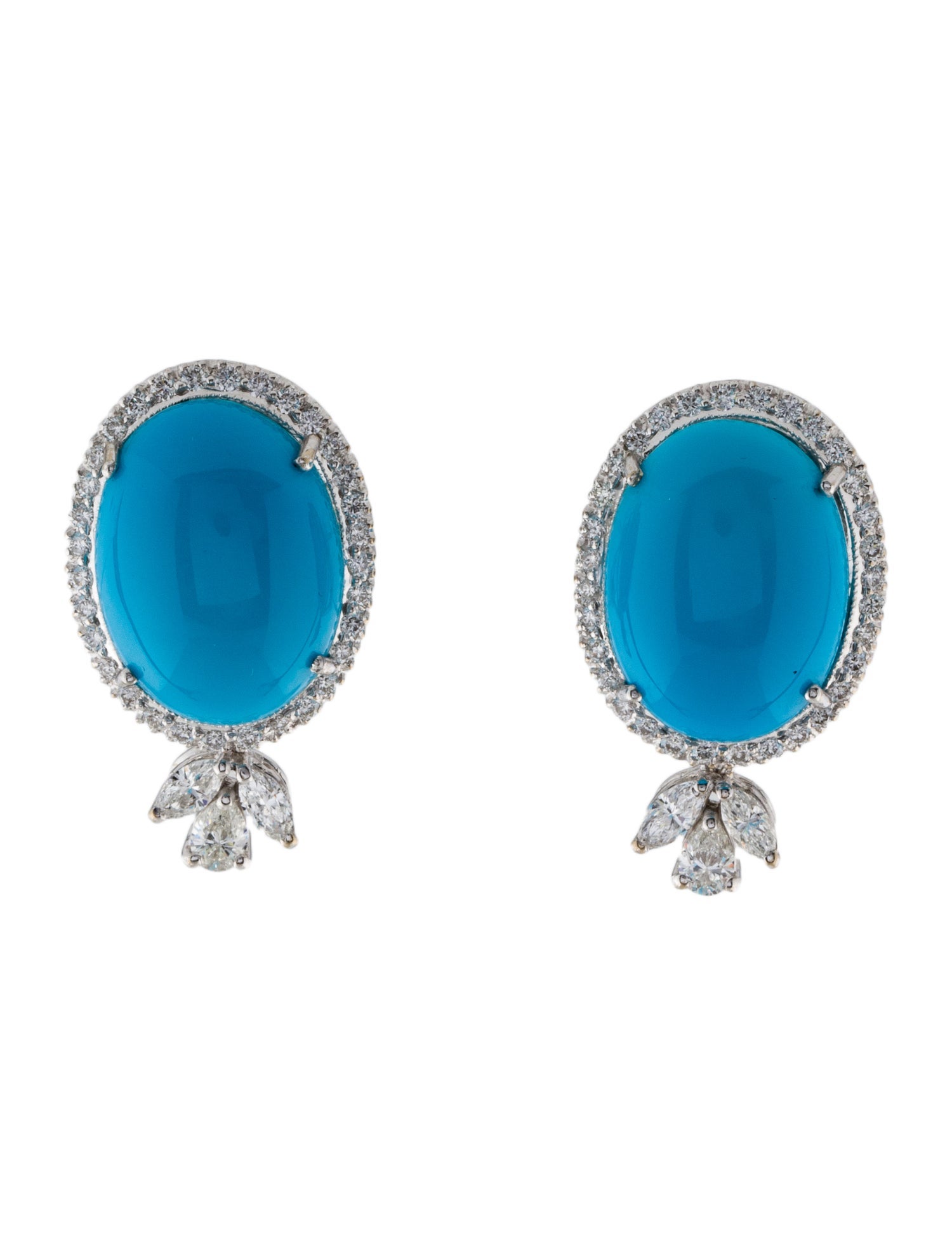 Emsaru 18K Turquoise & Diamond Clip-On Earrings