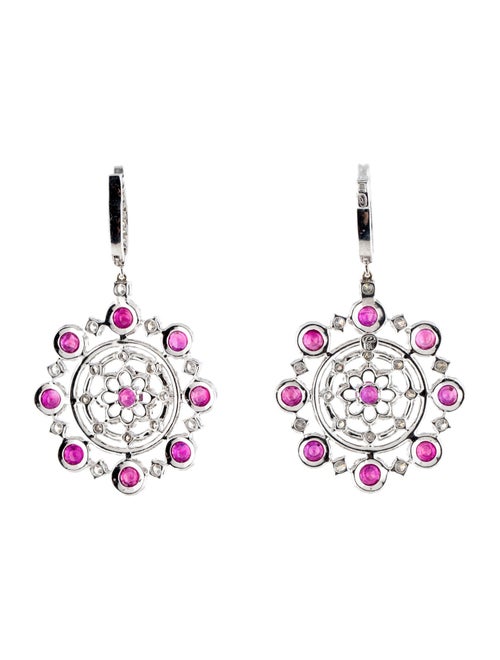 Emsaru 18K 4.16ctw Ruby & Diamond Drop Earrings