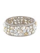 Emsaru 18K Pearl & Diamond Hinged Bangle Bracelet