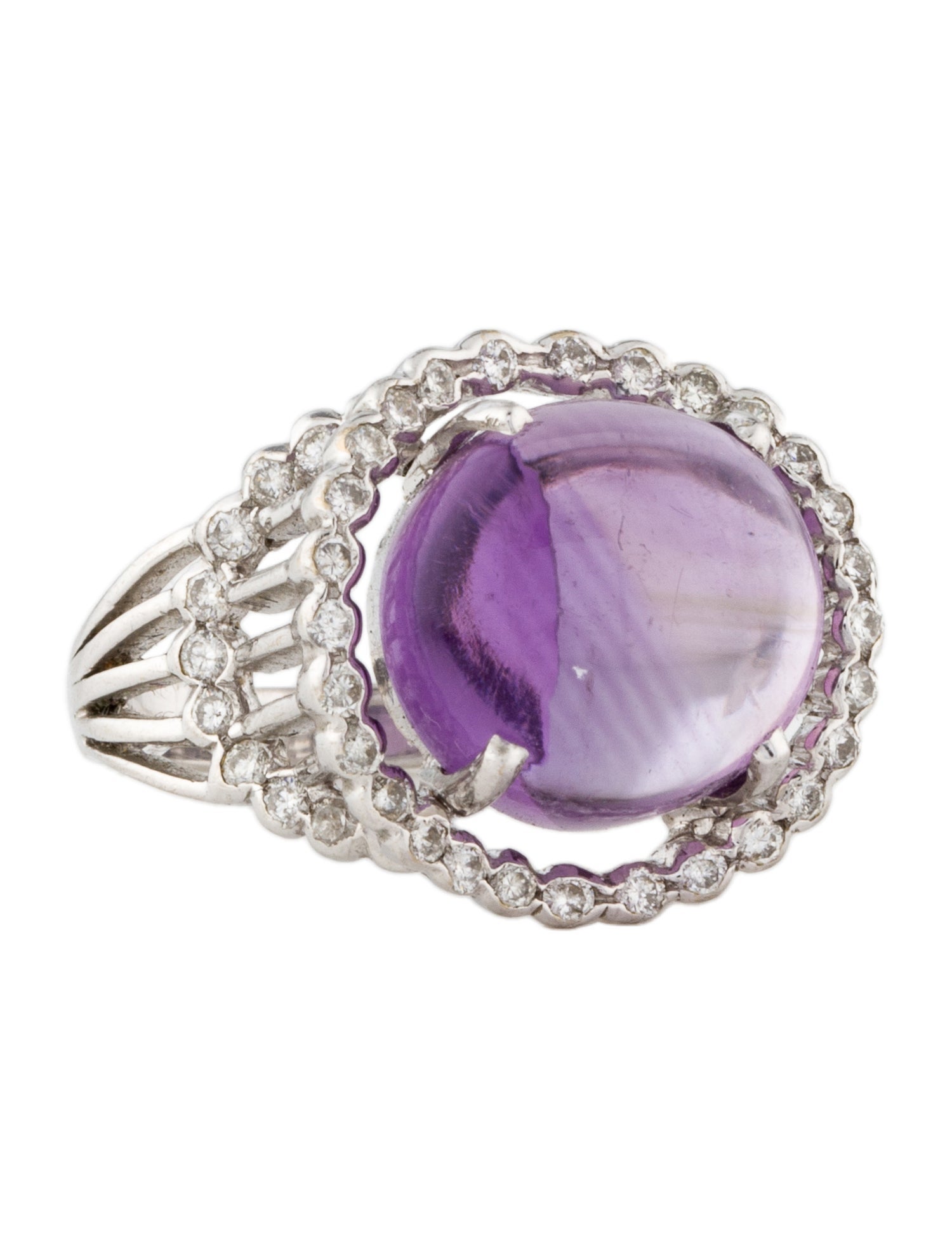 Emsaru 18K Amethyst & Diamond Cocktail Ring