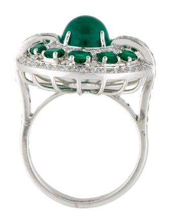 Emsaru 18K 3.67ctw Emerald & Diamond Cocktail Ring