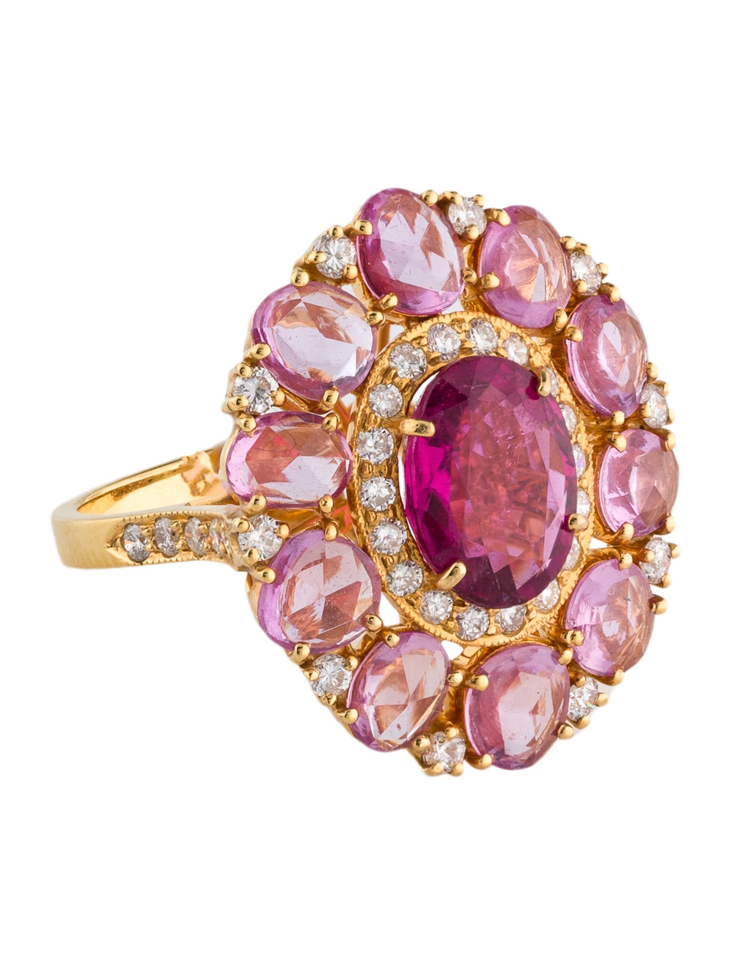 Emsaru 18K 2.97ct Tourmaline, Sapphire & Diamond Cocktail Ring