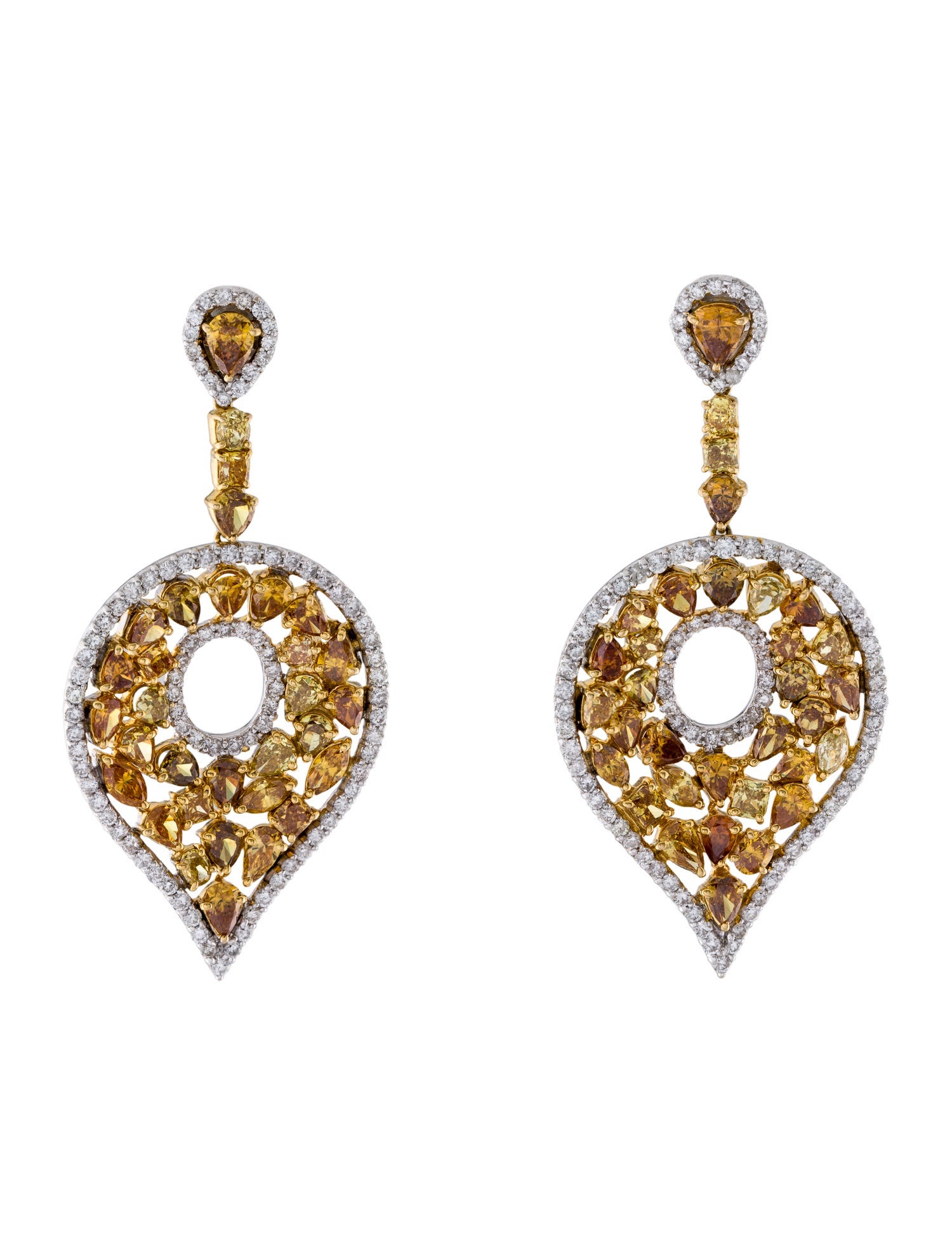 Emsaru 18K 11.53ctw Diamond Cluster Drop Earrings