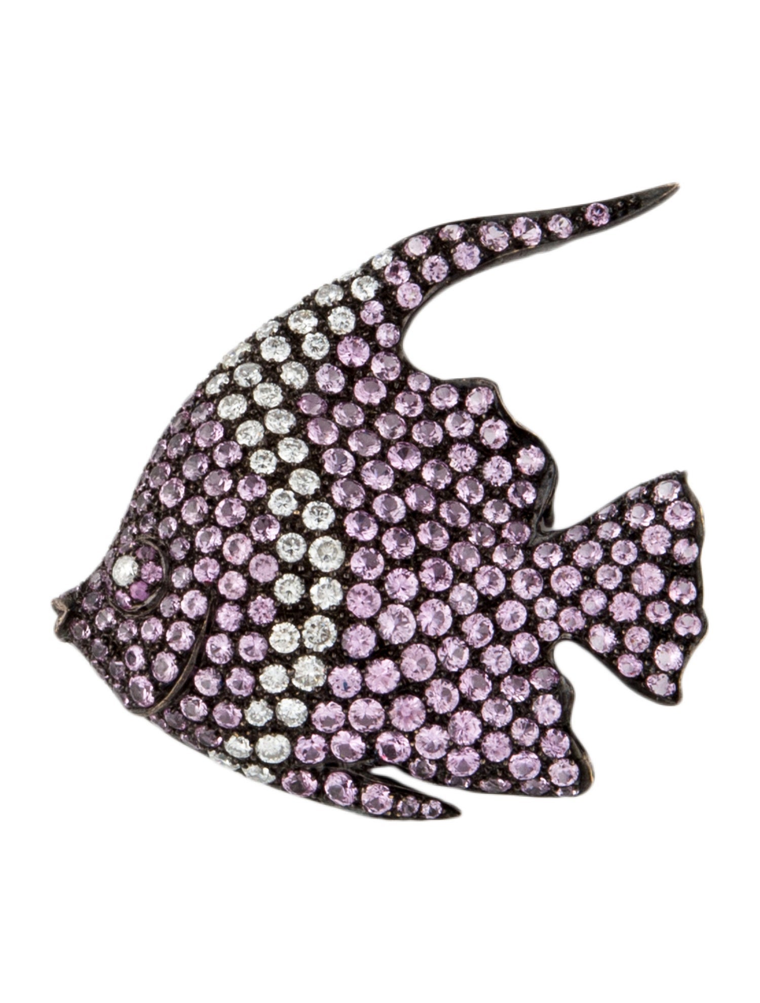 Emsaru 18K 6.97ctw Sapphire & Diamond Angelfish Pin