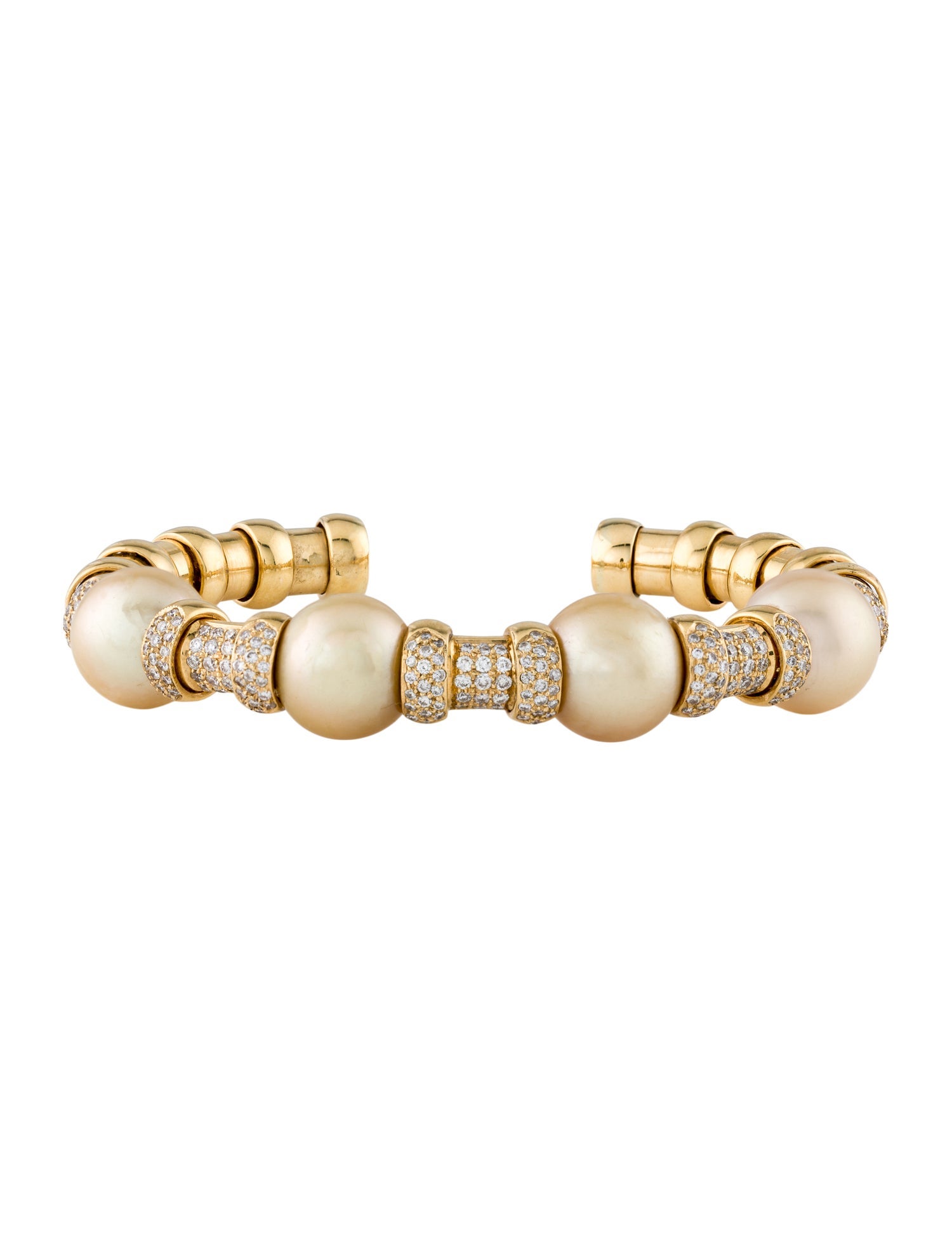 Emsaru 18K Pearl & Diamond Flex Cuff