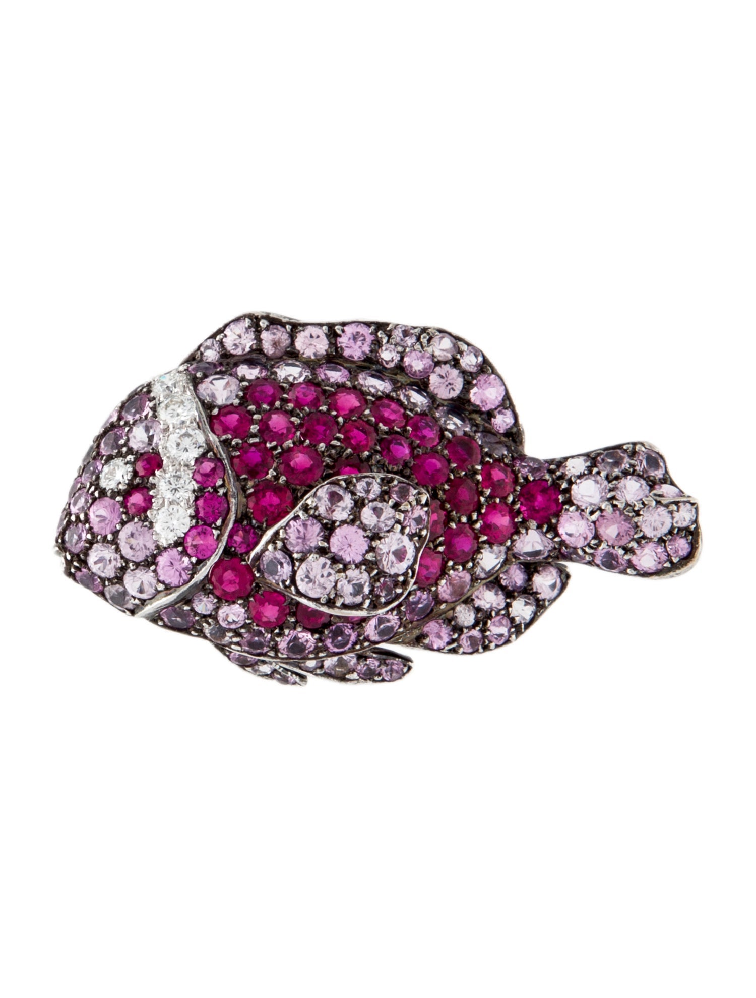 Emsaru 18K Ruby, Sapphire & Diamond Fish Brooch