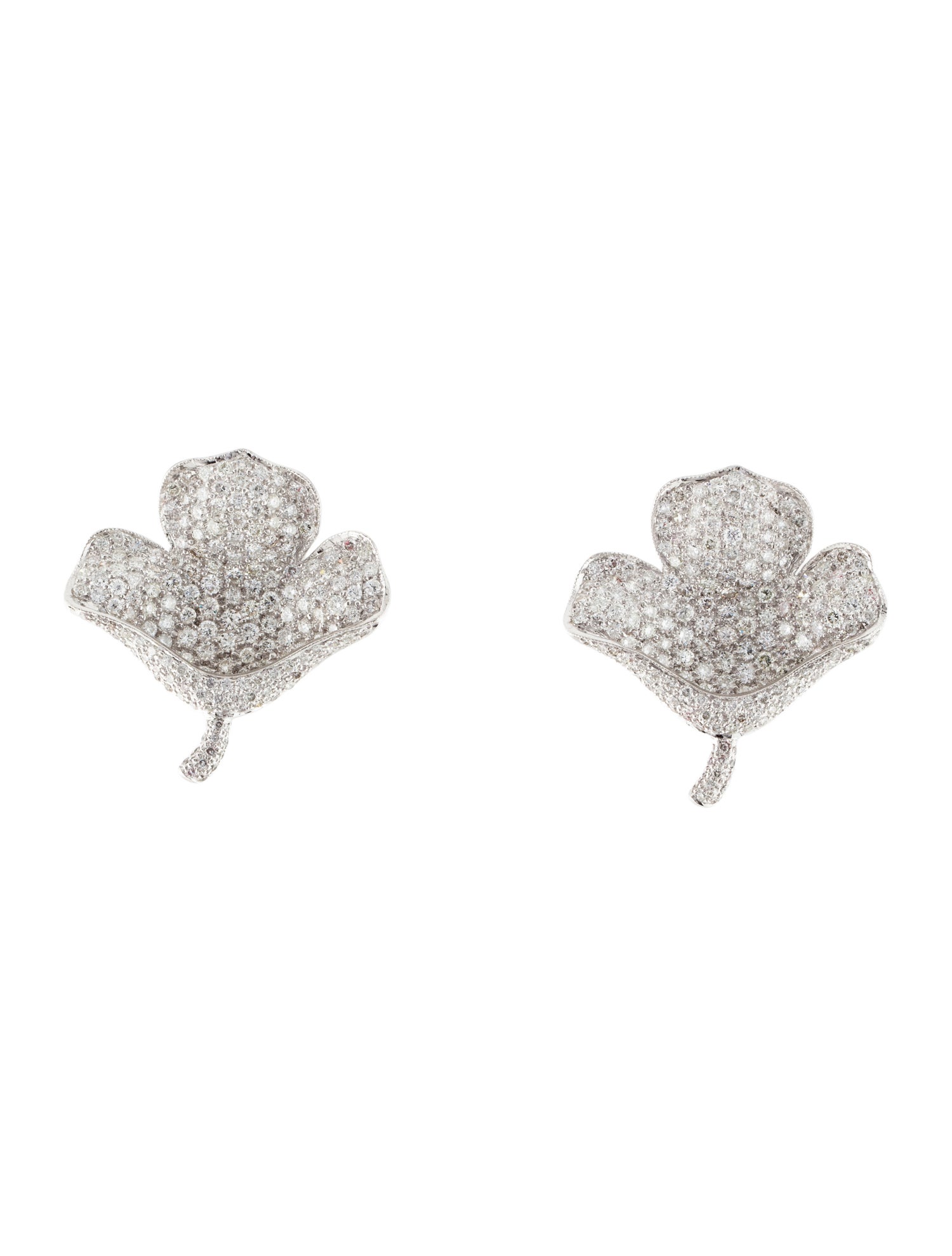 Emsaru 18K 6.71ctw Diamond Leaf Earclip Earrings