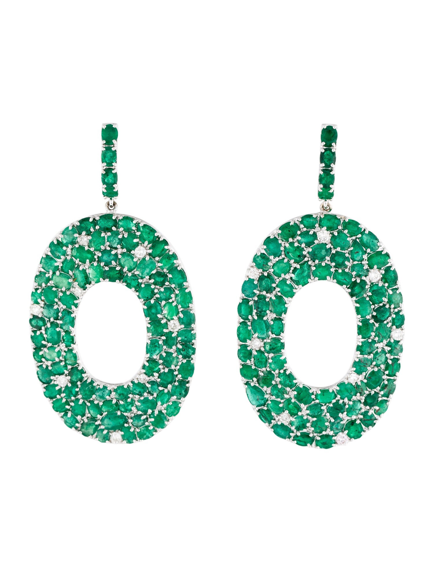 Emsaru 18K Emerald & Diamond Drop Earrings