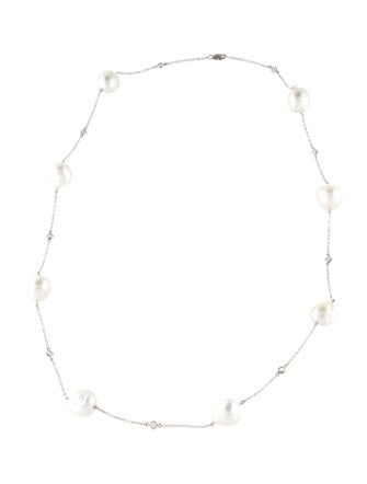 Emsaru 18K Pearl & Diamond Station Necklace