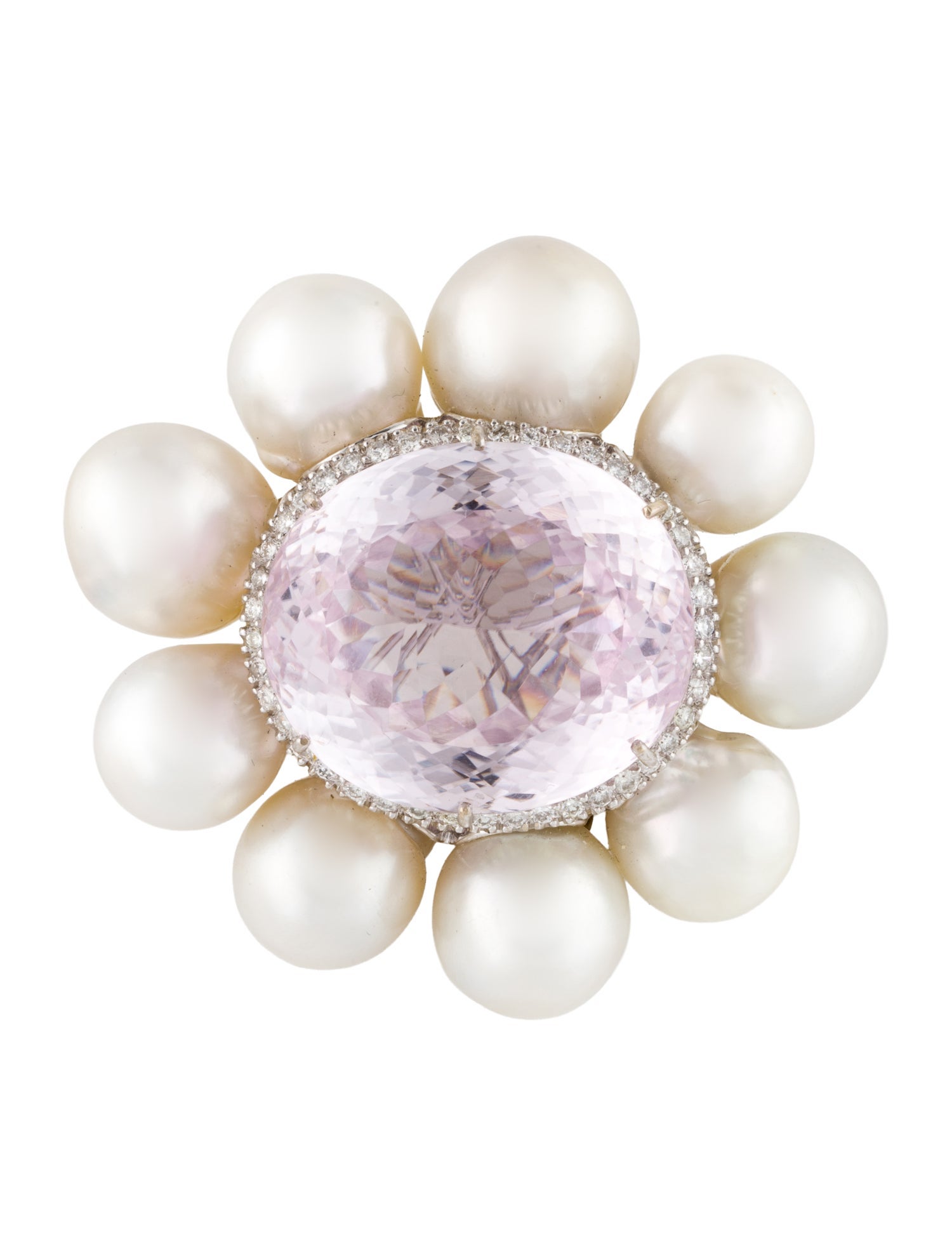 Emsaru 18K Pearl, Kunzite & Diamond Brooch Pin