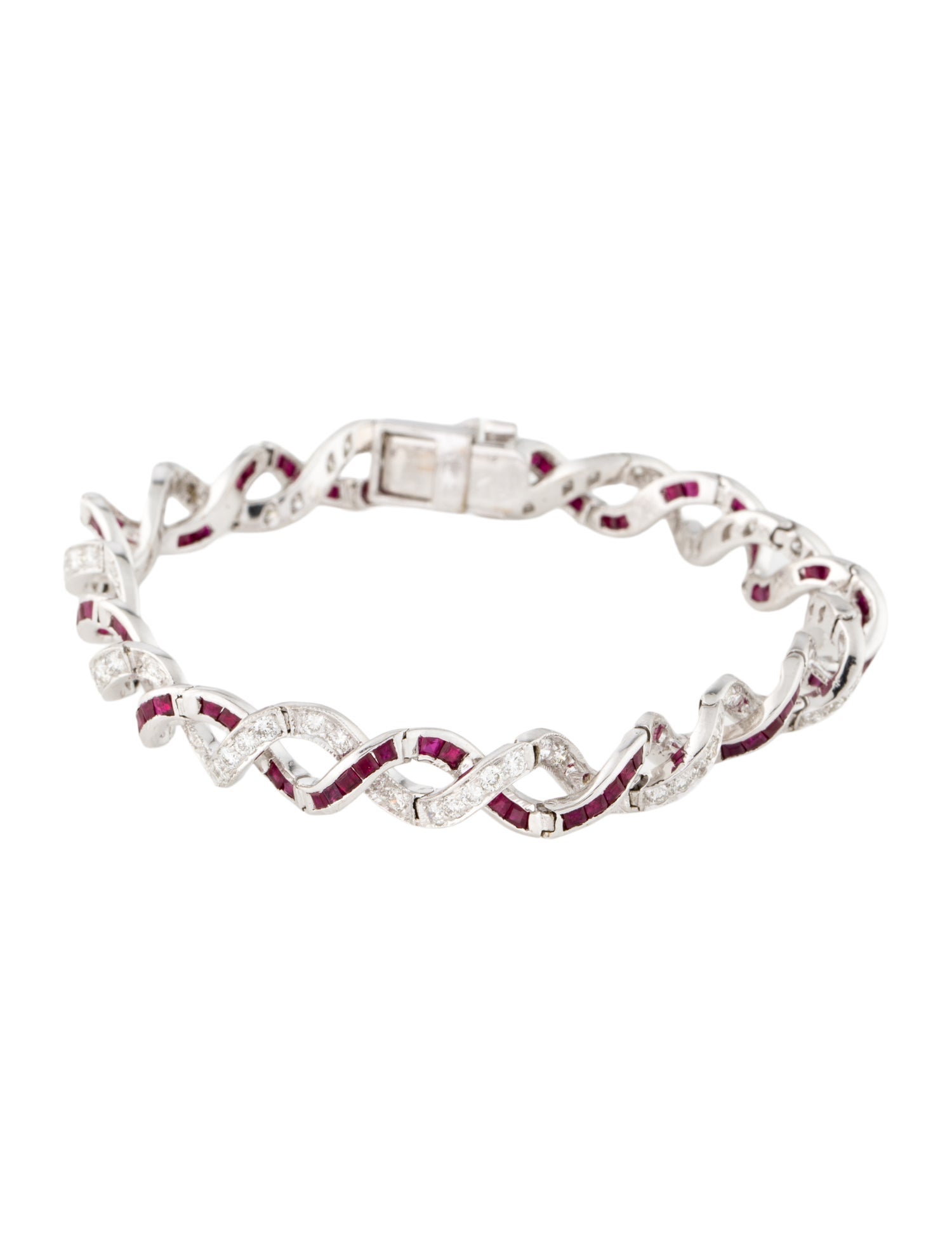 Emsaru 18K 2.07ctw Ruby & 2.82ctw Diamond Link Bracelet