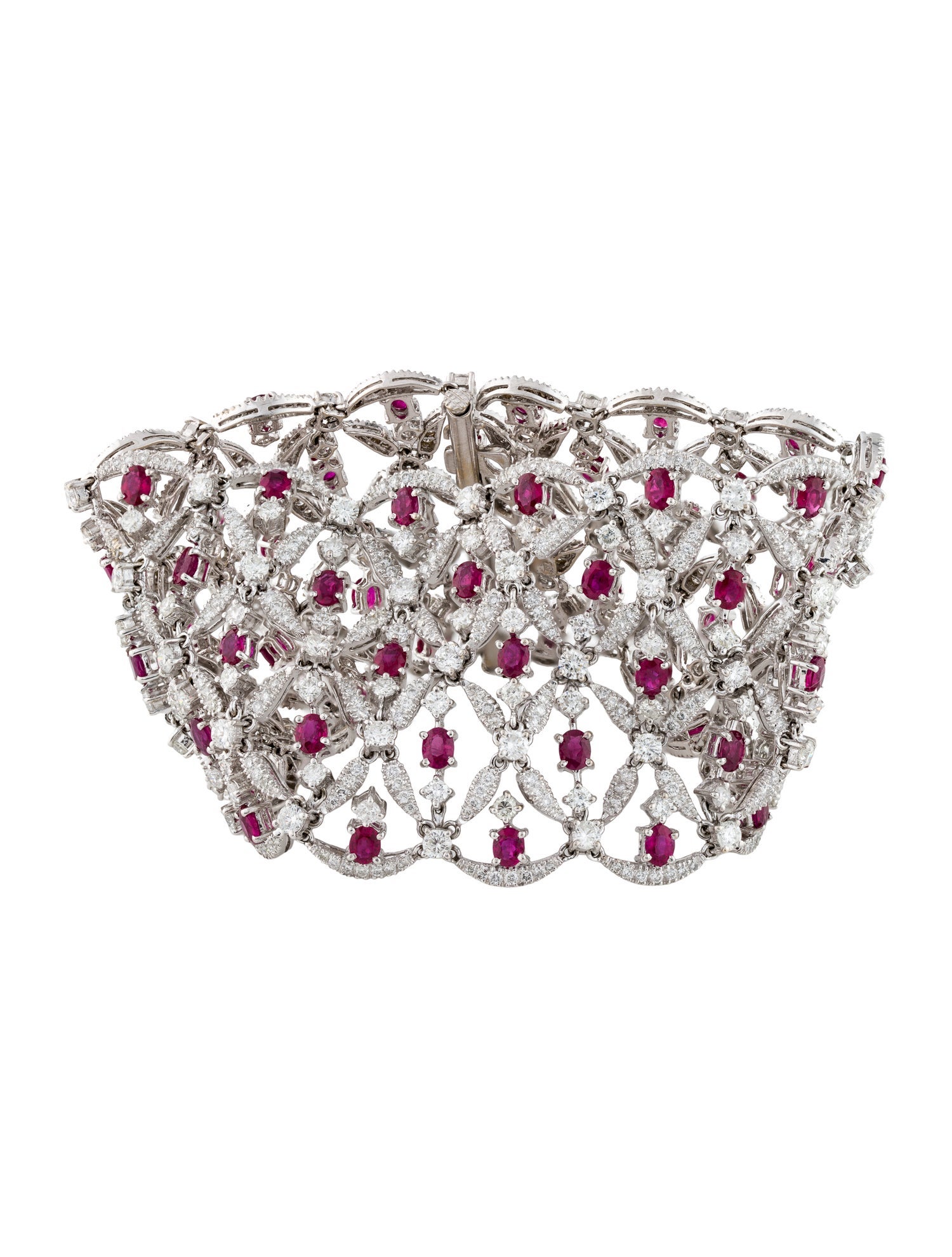 Emsaru 18K 15.88ctw Diamond & Ruby Link Bracelet