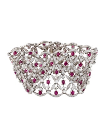 Emsaru 18K 15.88ctw Diamond & Ruby Link Bracelet