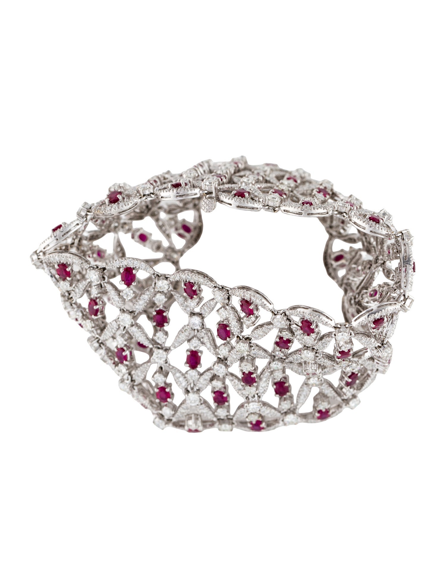 Emsaru 18K 15.88ctw Diamond & Ruby Link Bracelet