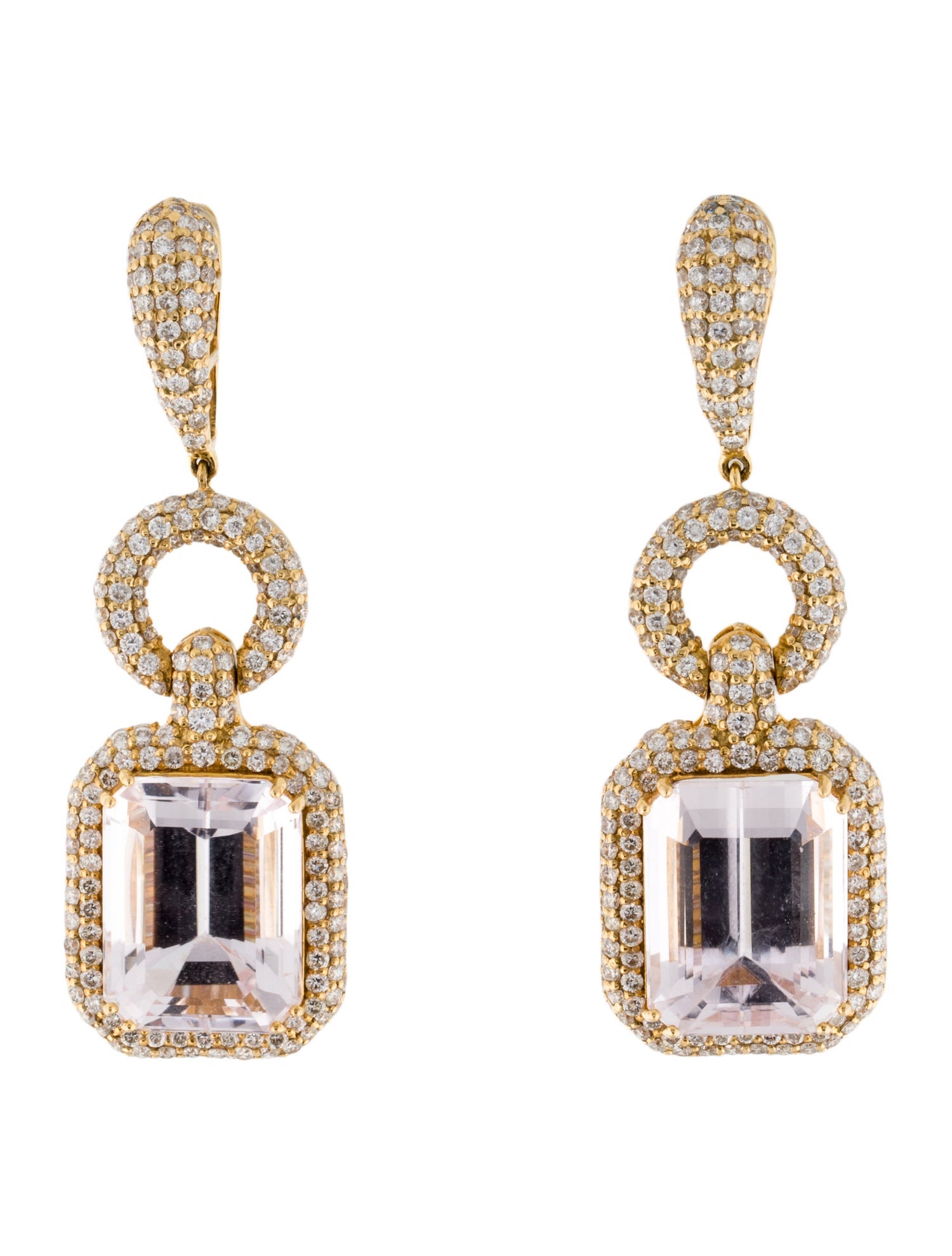 Emsaru 18K 30.47ctw Kunzite & 5.07ctw Diamond Drop Earclips