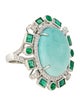 Emsaru 18K 13.97ct Turquoise, Emerald & Diamond Cocktail Ring