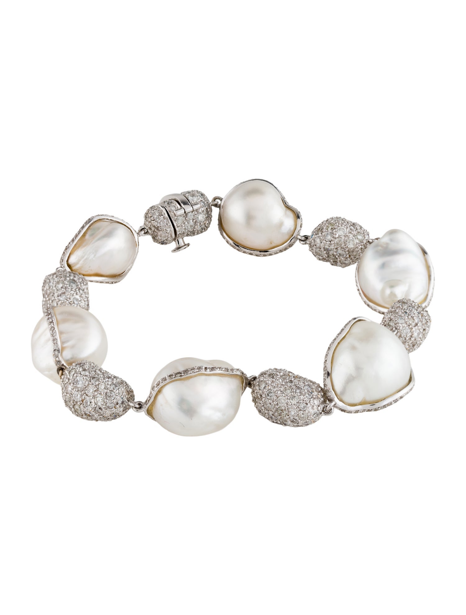 Emsaru 18K Pearl & Diamond Link Bracelet