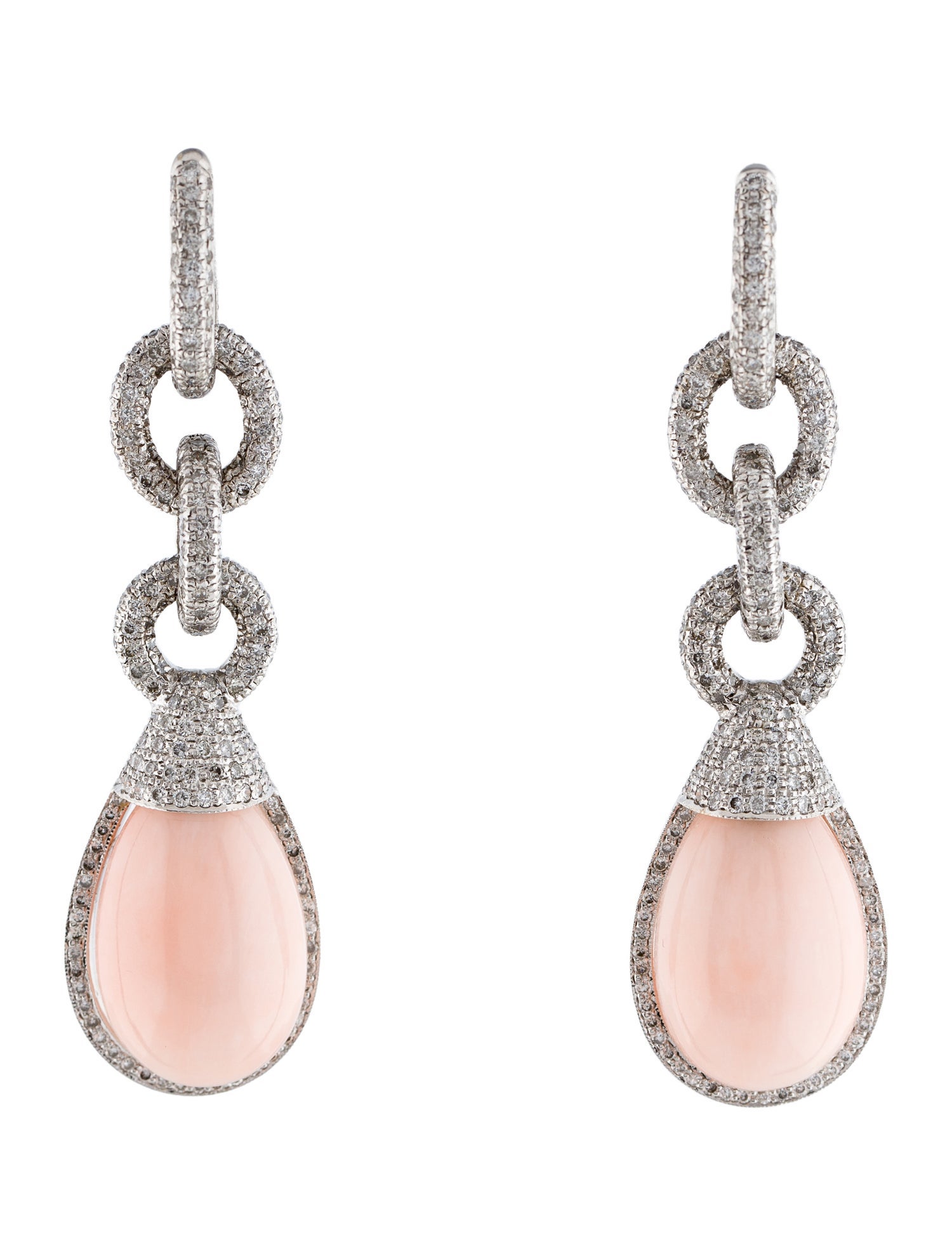 Emsaru 18K Coral & Diamond Drop Earrings