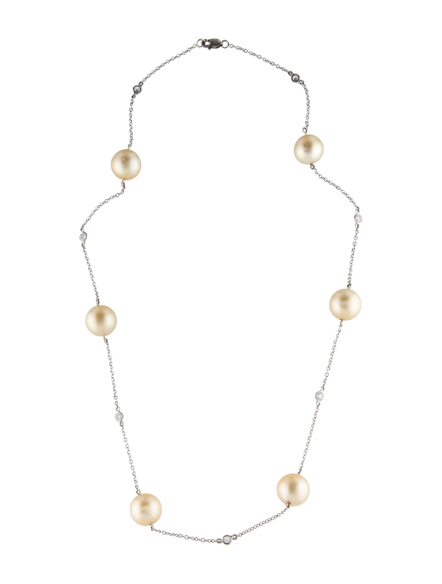 Emsaru 18K Pearl & Diamond Station Necklace