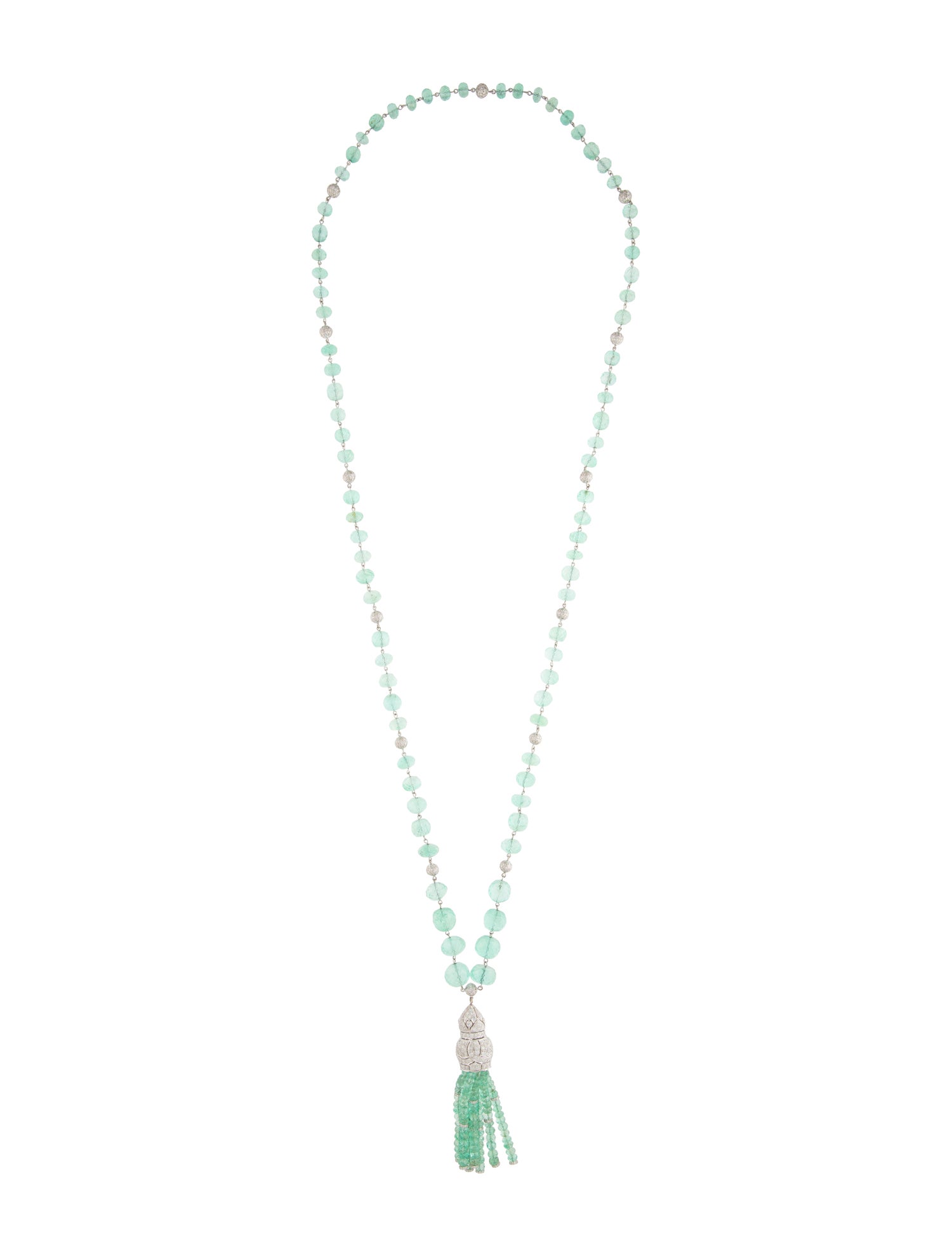 Emsaru 18K Emerald & Diamond Tassel Pendant Necklace