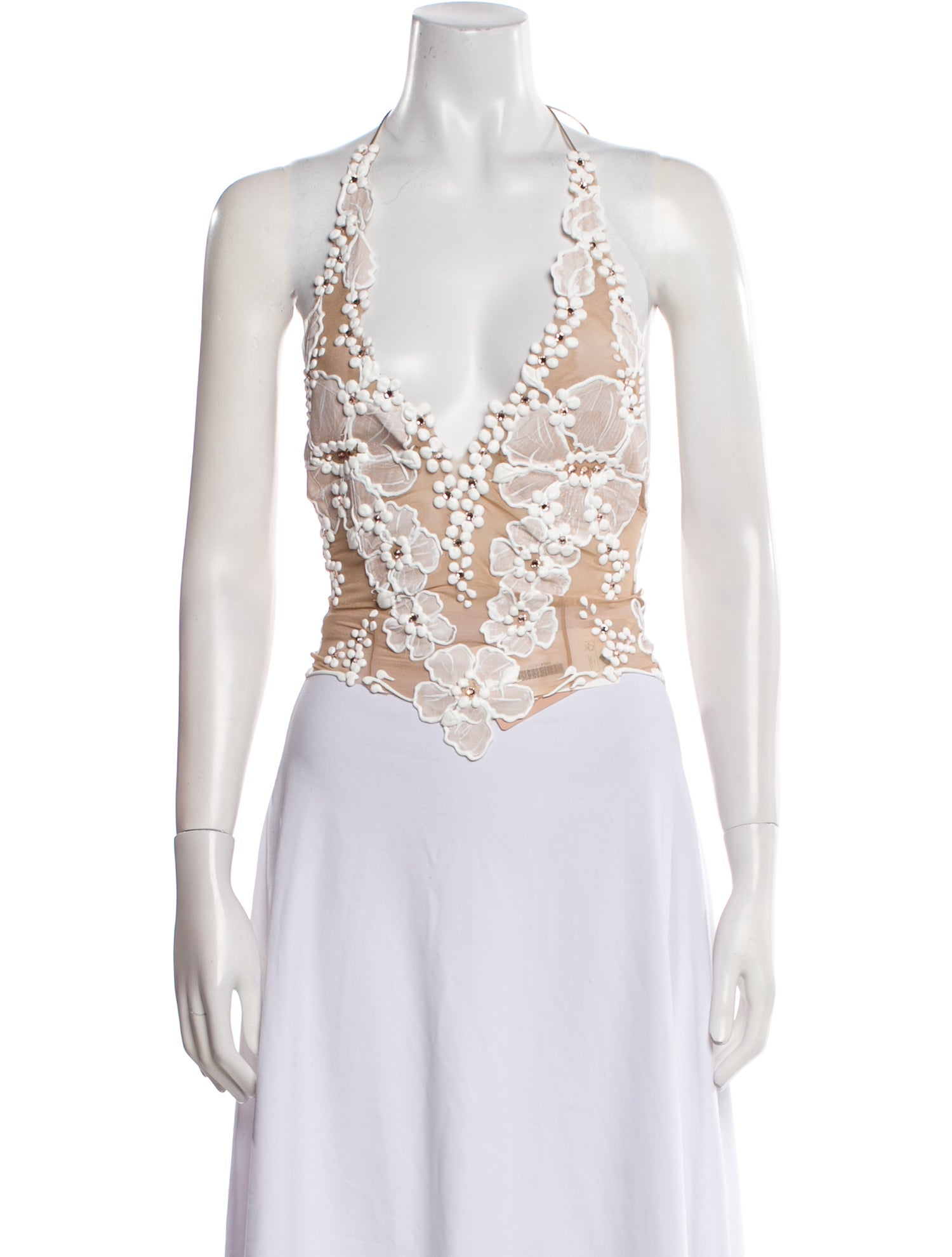 Ema Savahl Nylon Lace Pattern Crop Top