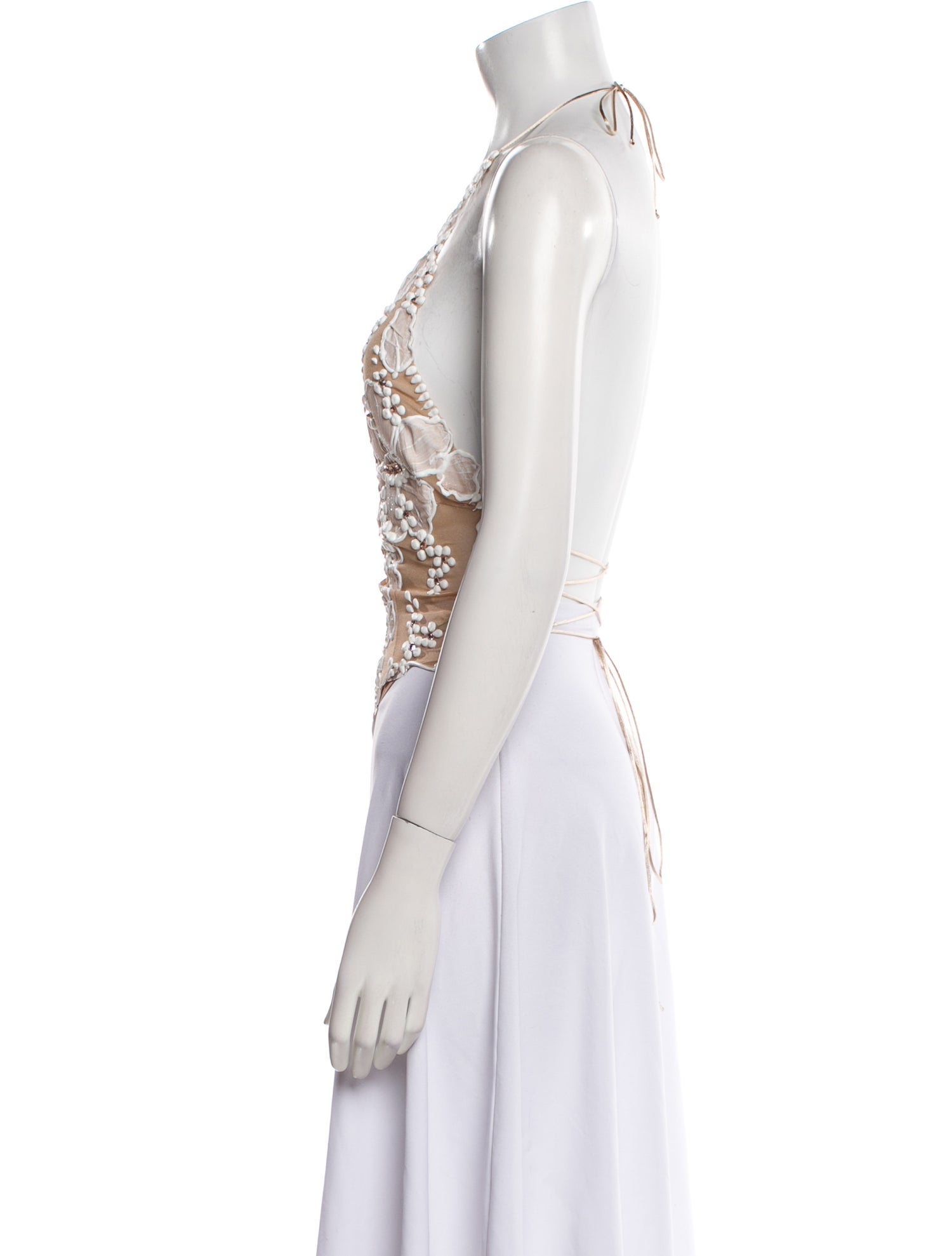 Ema Savahl Nylon Lace Pattern Crop Top