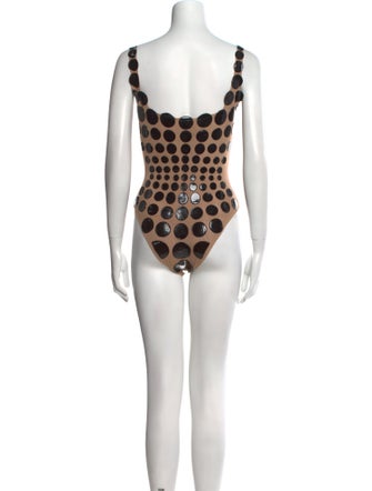 Ema Savahl Polka Dot Print Square Neckline Bodysuit