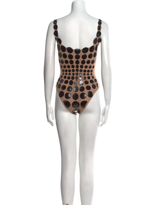 Ema Savahl Polka Dot Print Square Neckline Bodysuit