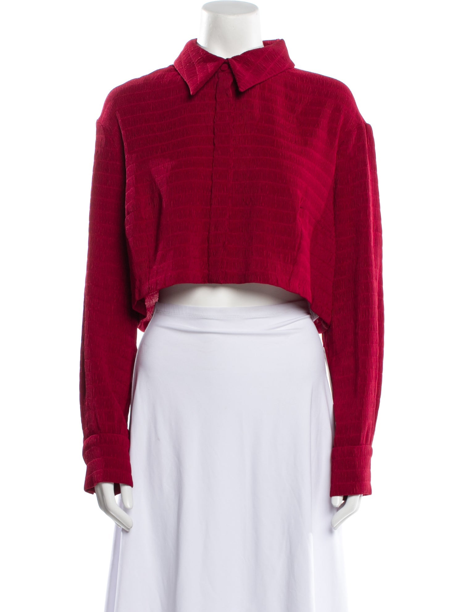 Emilia Wickstead Mock Neck Long Sleeve Crop Top
