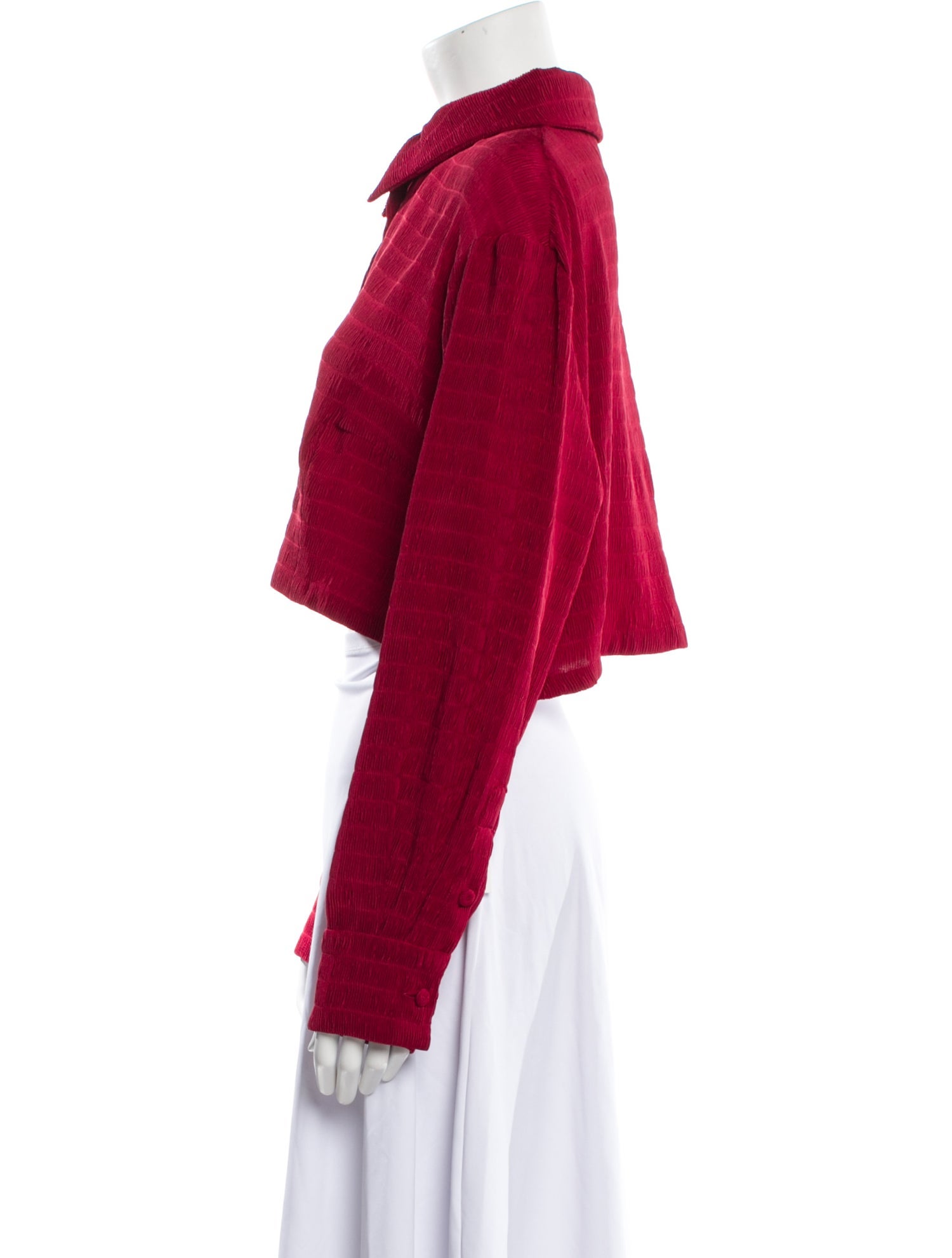 Emilia Wickstead Mock Neck Long Sleeve Crop Top