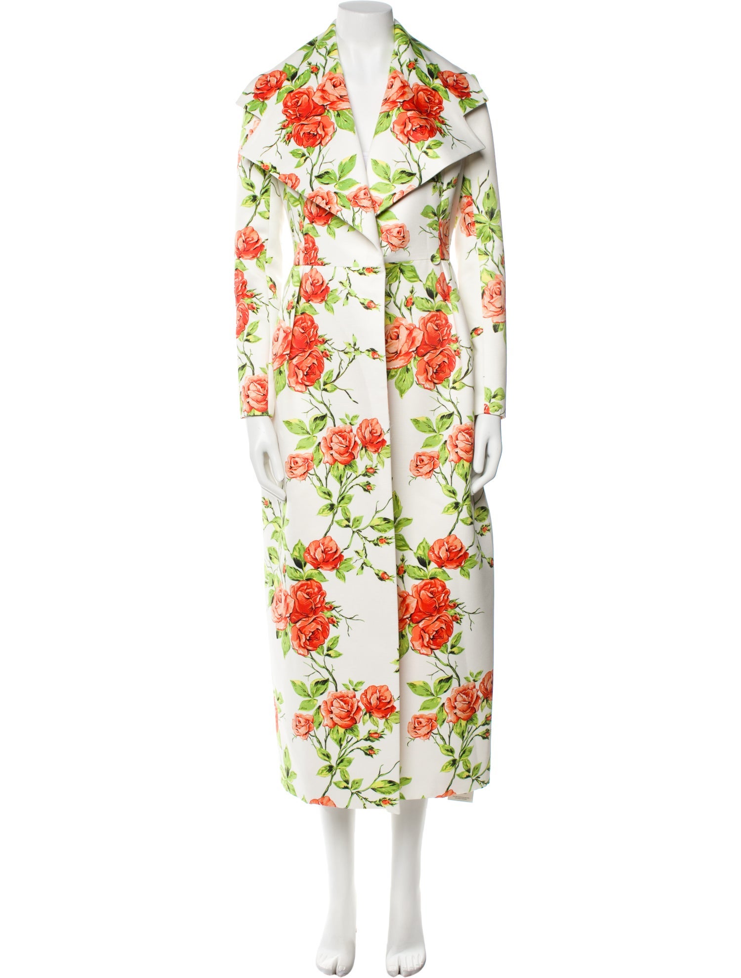 Emilia Wickstead Floral Print Faux Fur Coat w/ Tags