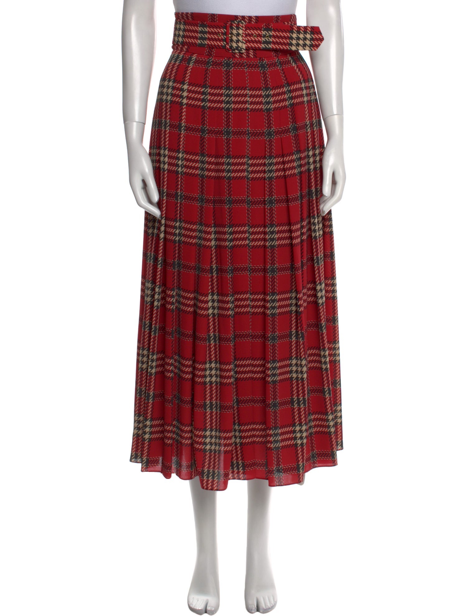 Emilia Wickstead Plaid Print Midi Length Skirt