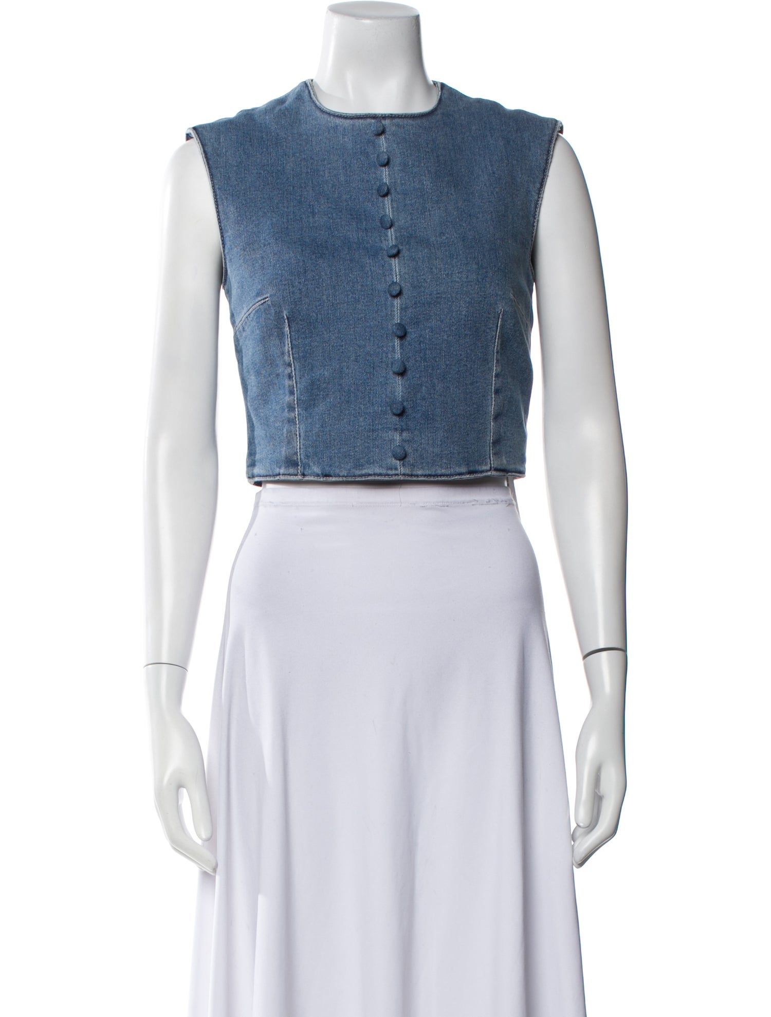 Emilia Wickstead Crew Neck Sleeveless Crop Top
