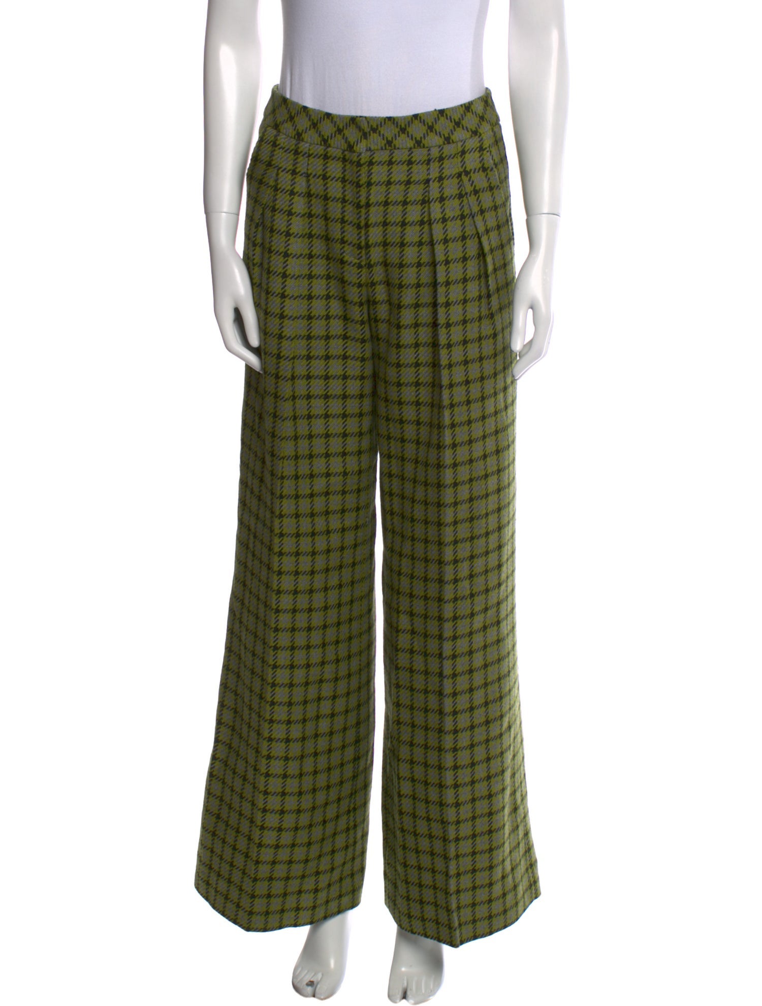 Emilia Wickstead Plaid Print Wide Leg Pants w/ Tags