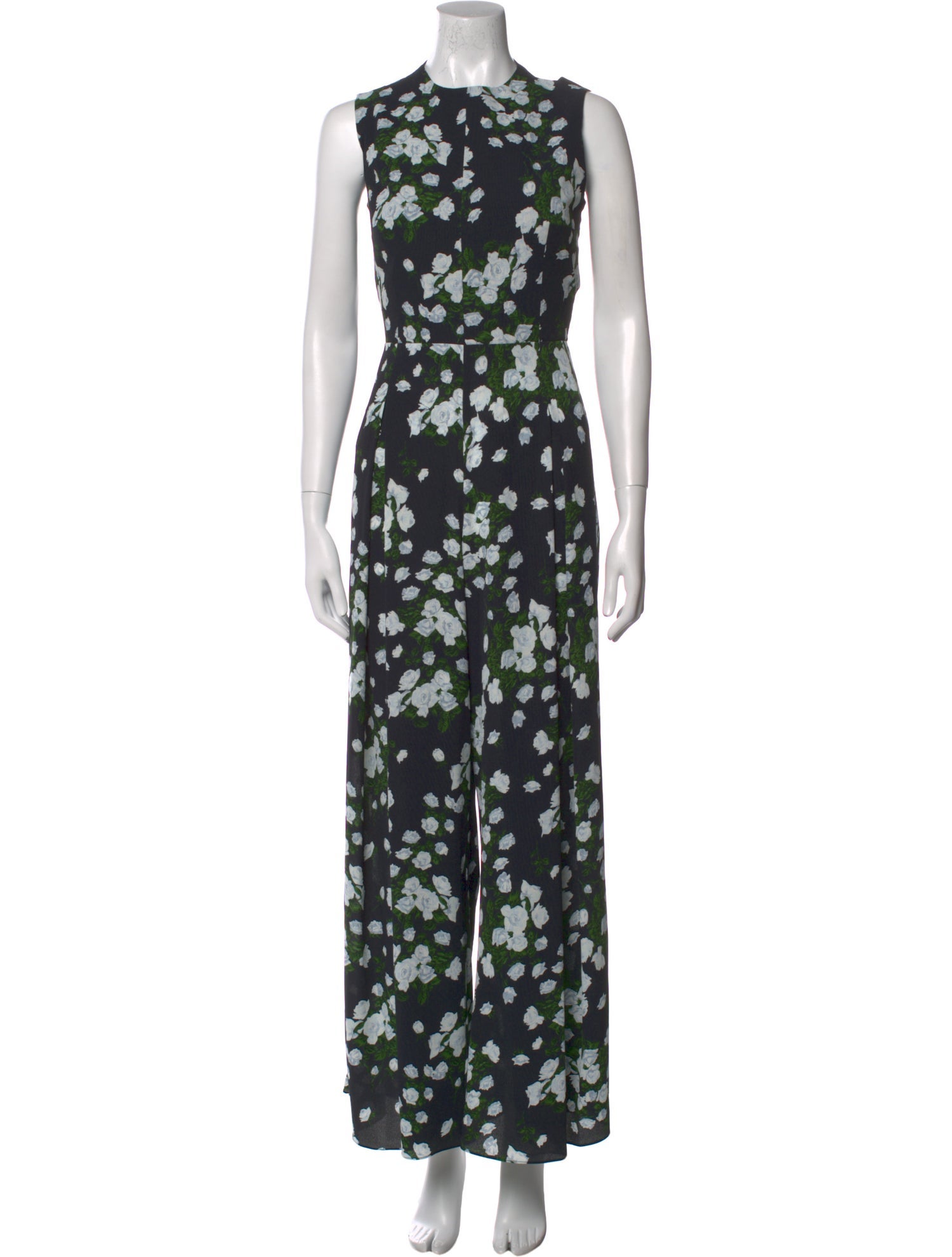 Emilia Wickstead Floral Print Crew Neck Jumpsuit