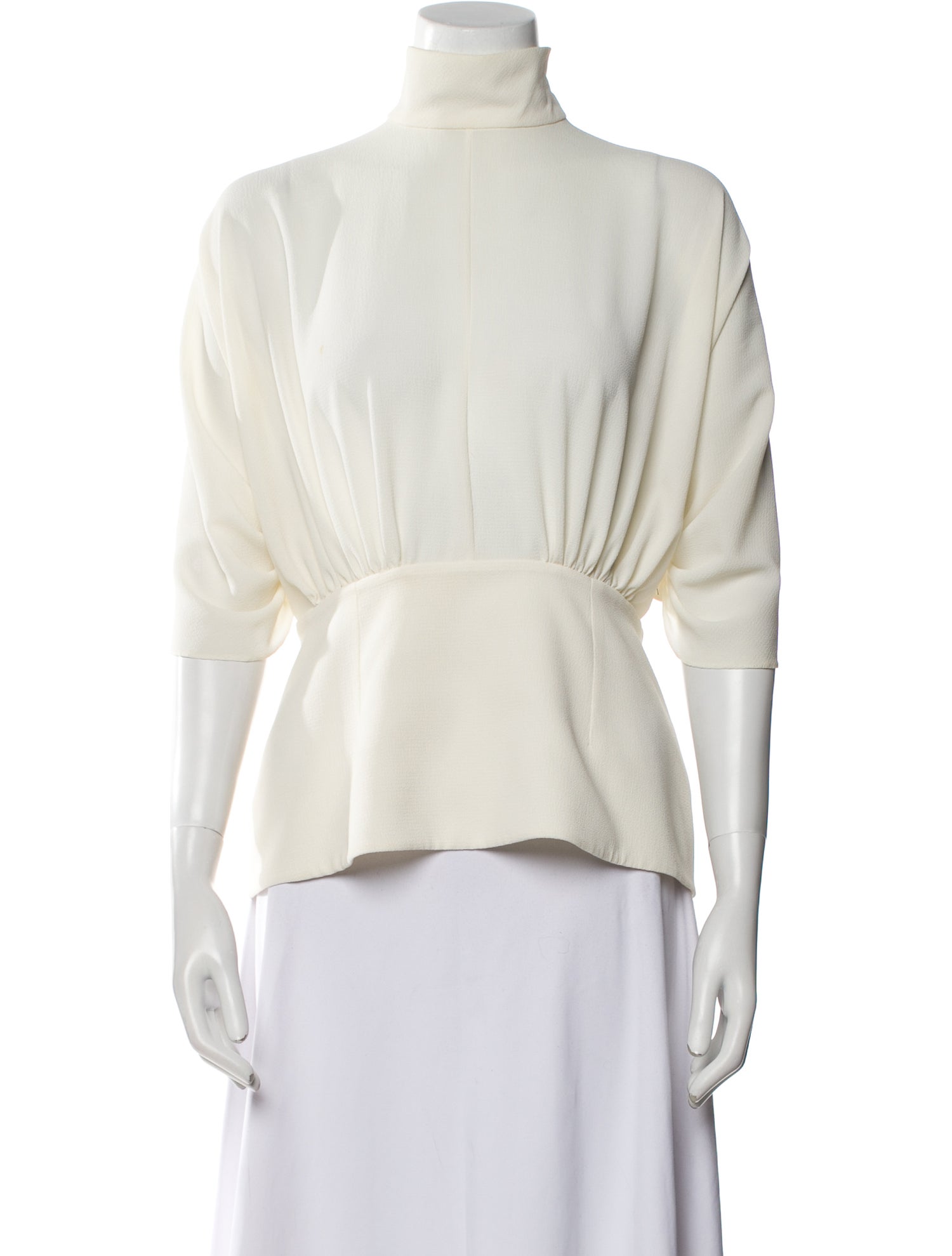 Emilia Wickstead Mock Neck Three-Quarter Sleeve Blouse