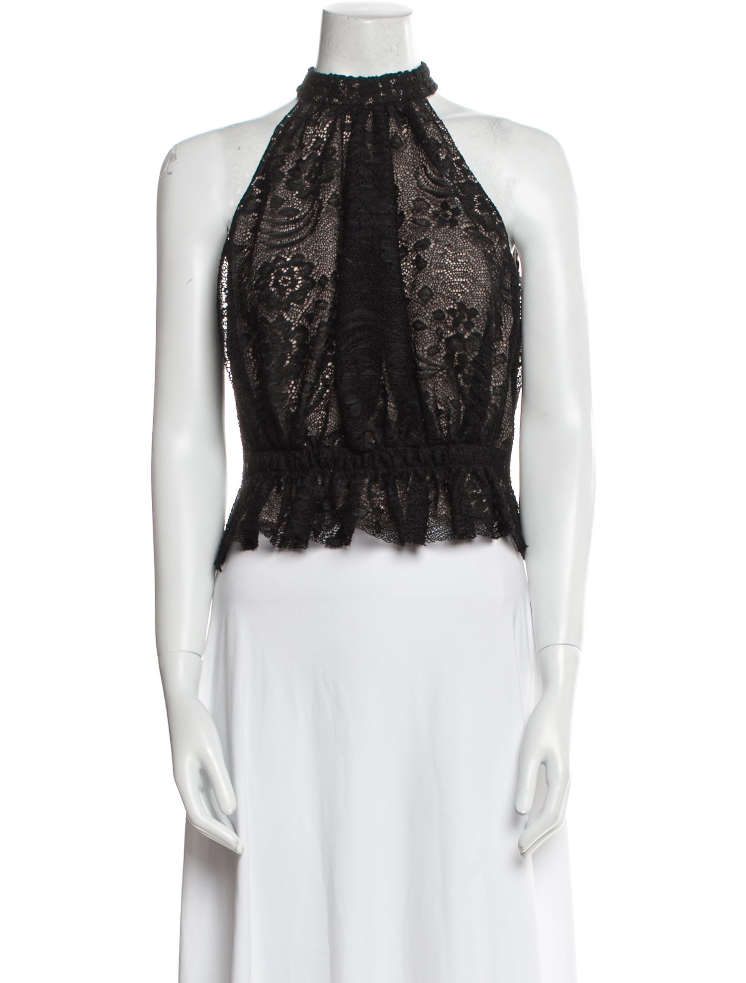 Emilia Wickstead Lace Pattern Halterneck Crop Top