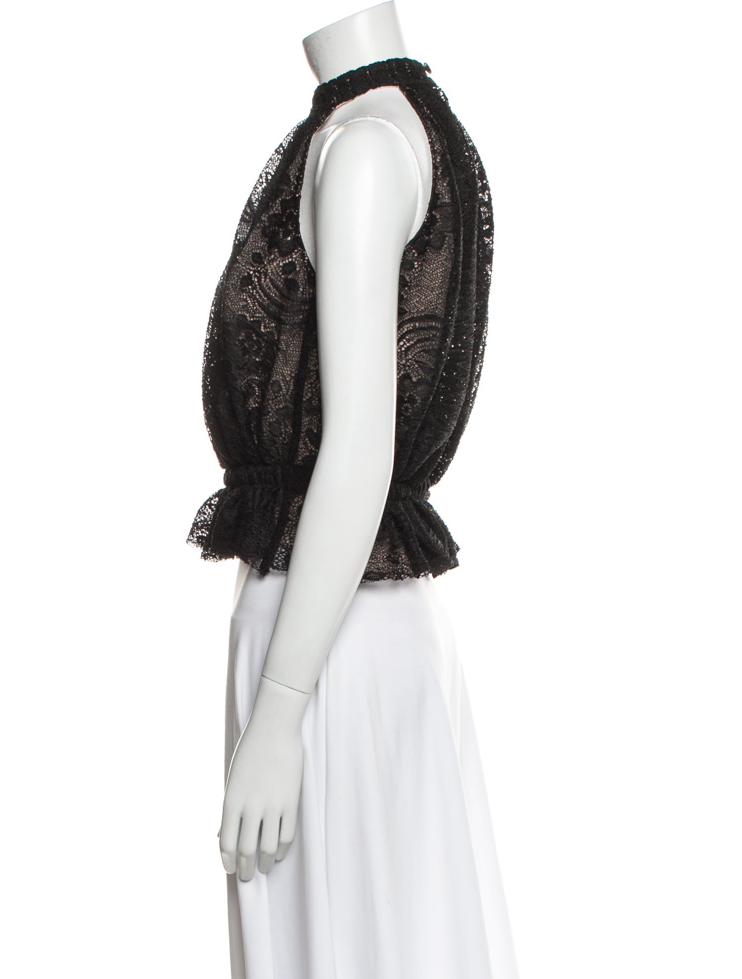 Emilia Wickstead Lace Pattern Halterneck Crop Top