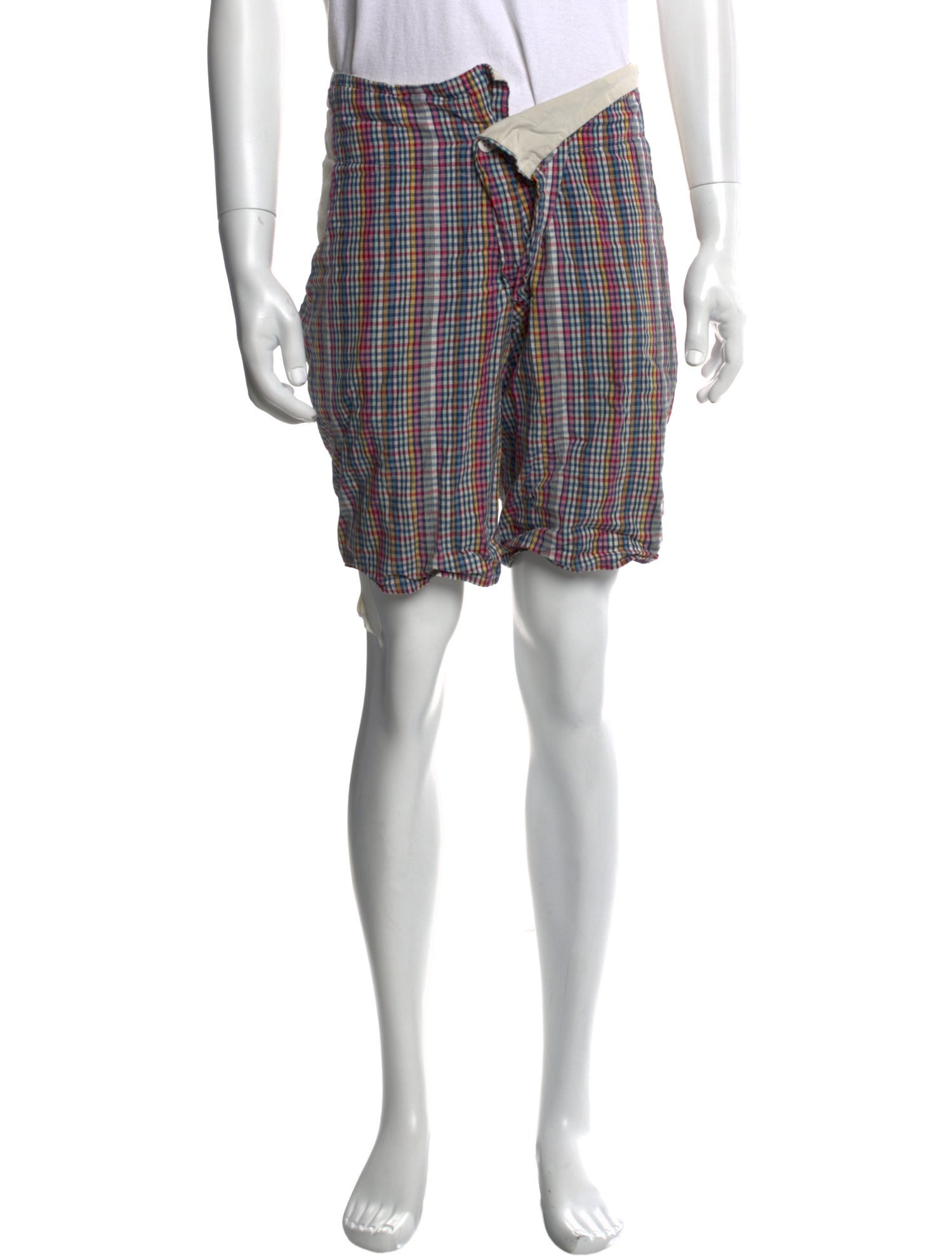 Worlds End Plaid Print Flat Front Shorts