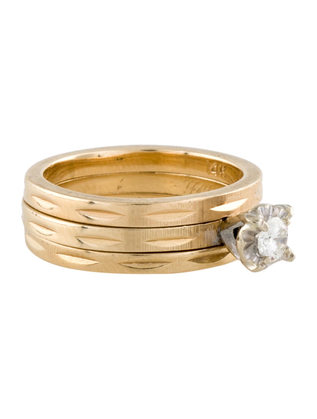 Engagement Ring 14K Diamond Wedding Set Engagement Ring 14K Yellow