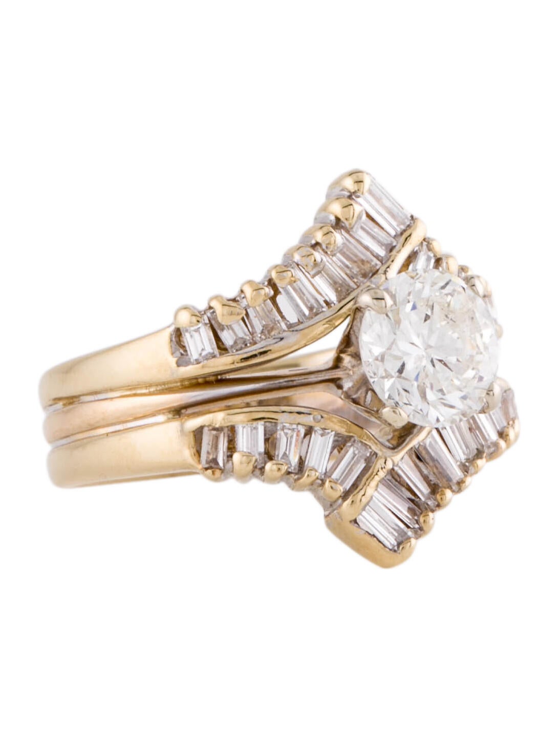 Engagement Ring 14K Diamond Solitaire Engagement Ring & Ring Guard