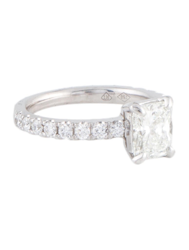 Engagement Ring 1.05ct Cushion Cut Engagement Ring RhodiumPlated 18K